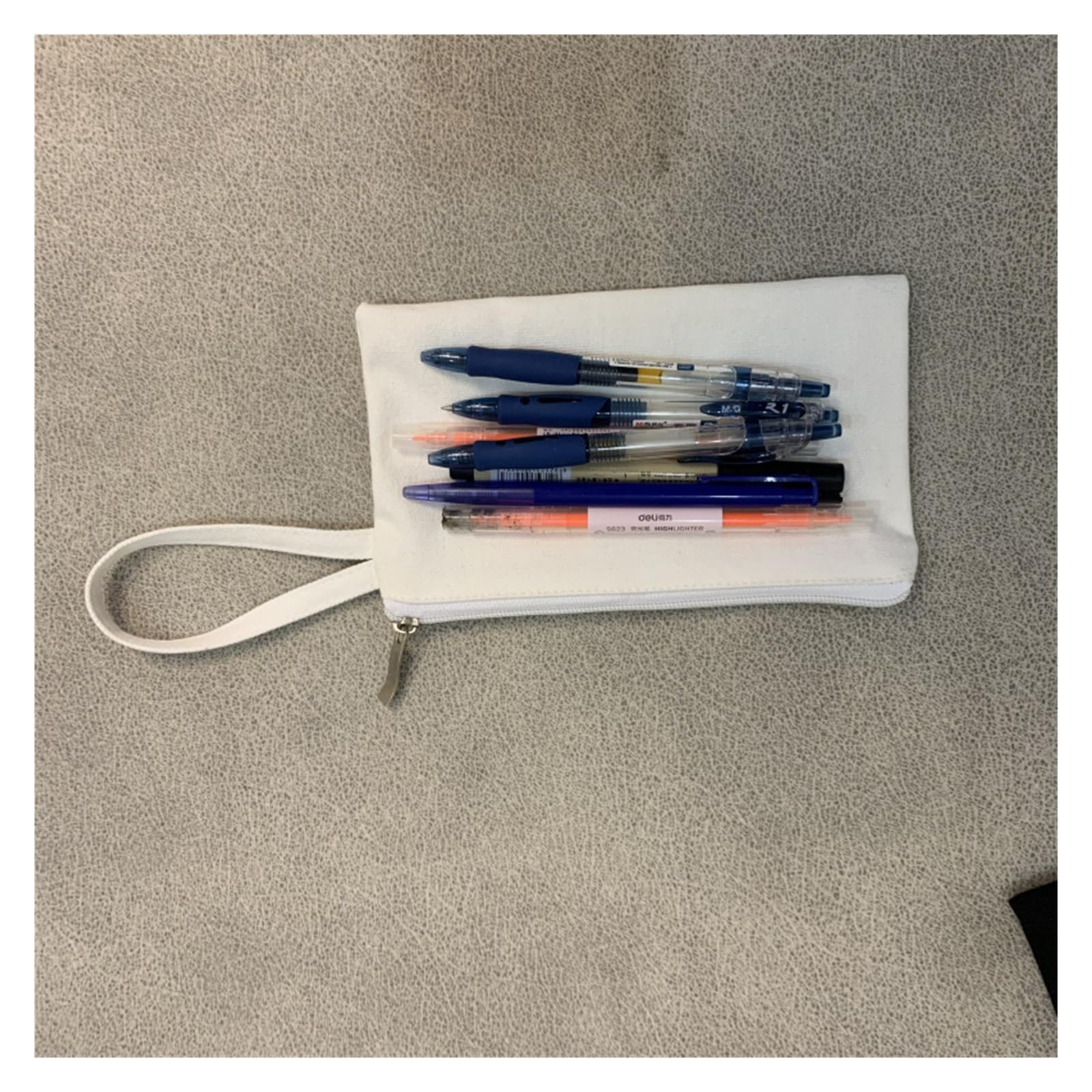 Canvas Pencil Case for Students - Portable School Supplies & Exam Essentials - Hand-Painted Stationery Bag with Wide Design - Perfect for School, Office, and Art Supplies Organization