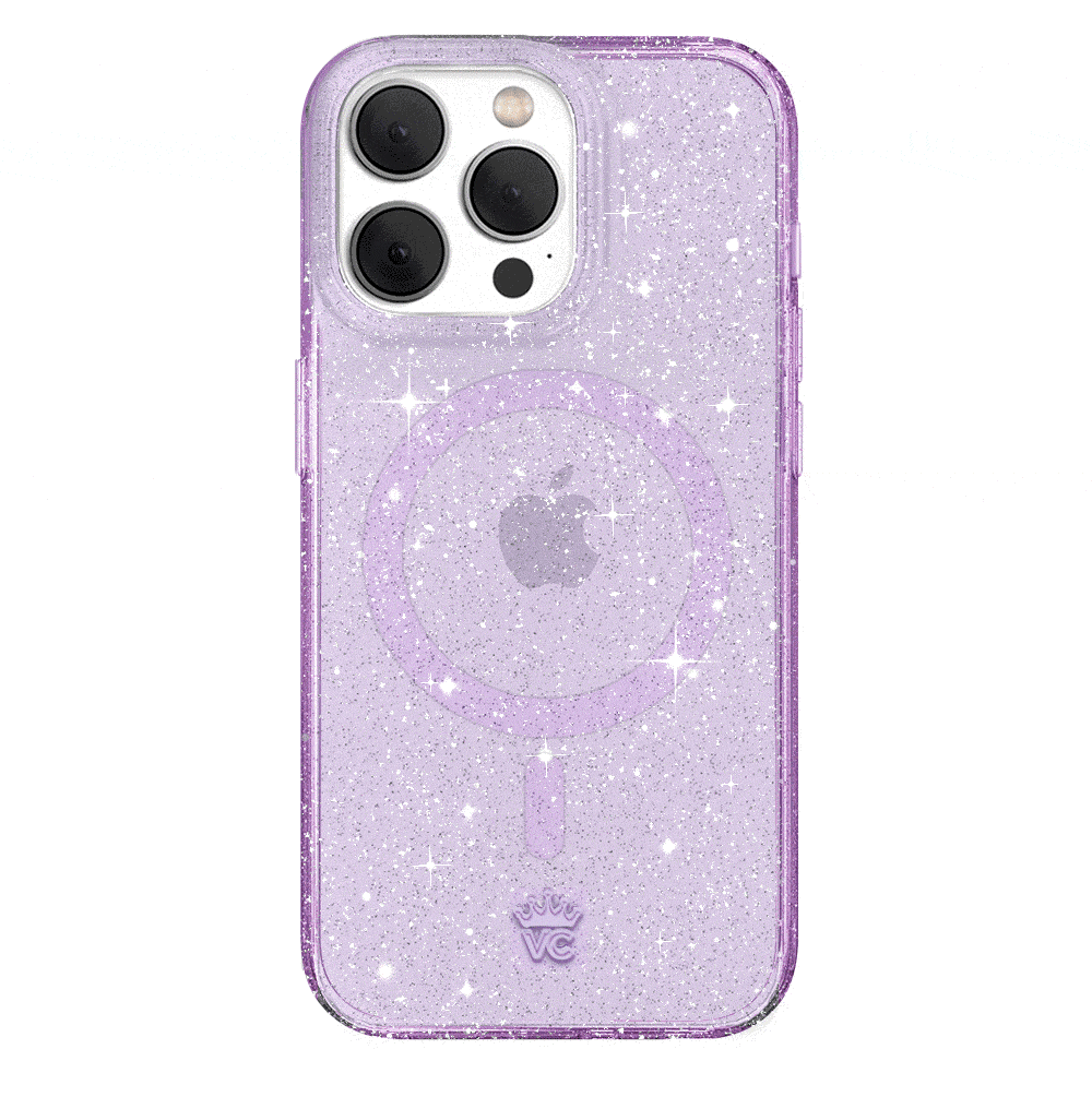 Lilac Stardust Glitter iPhone Case - Protective & Stylish Phone Cover for iPhone 13/14/15 - Perfect for Parties, Festivals & Everyday Use