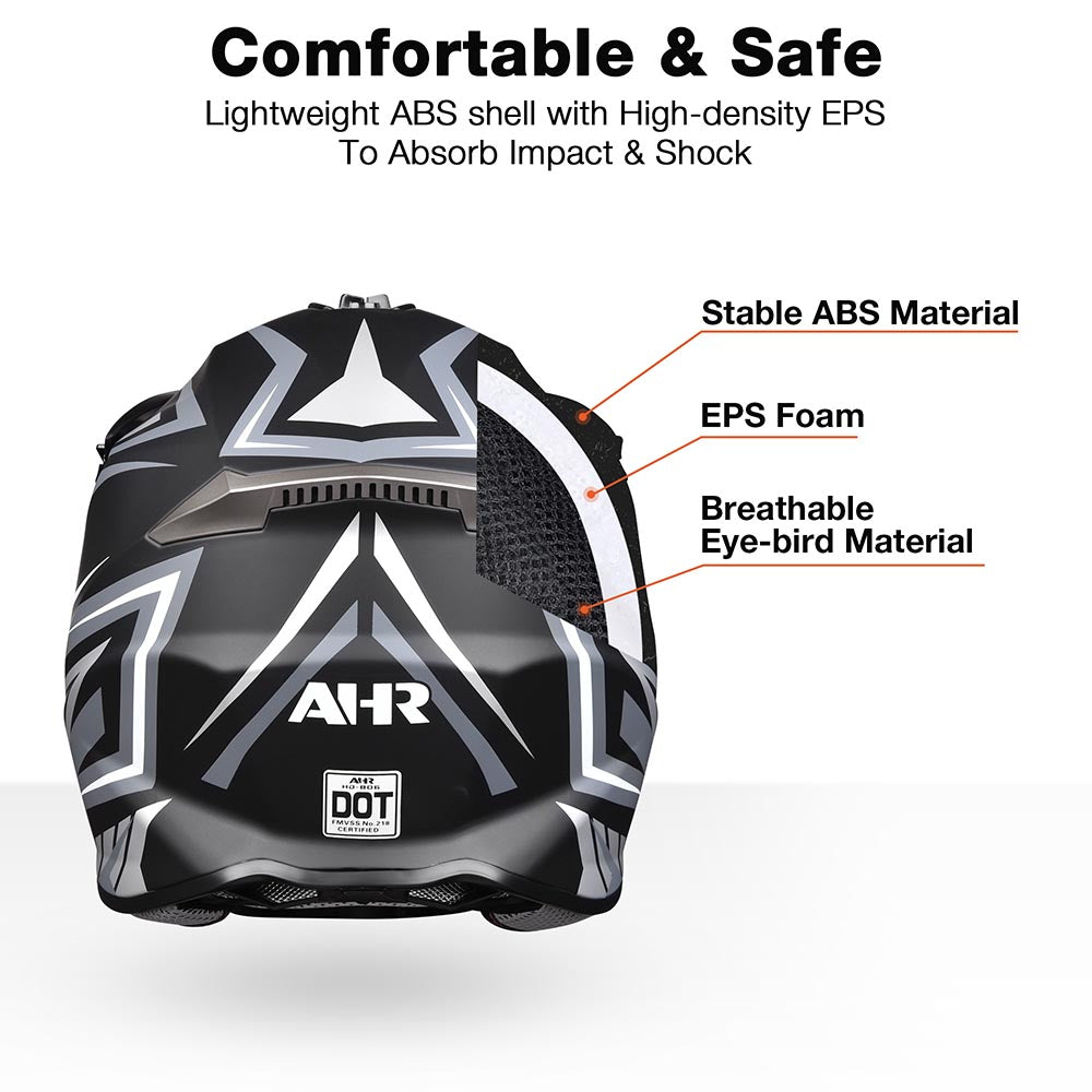 TheLAShop Black DOT Full Face Offroad Helmet for Adults - MX ATV Dirt Bike Motorcycle Safety Gear (Sizes S-XL) - Perfect for Motocross, Trail Riding & Extreme Sports