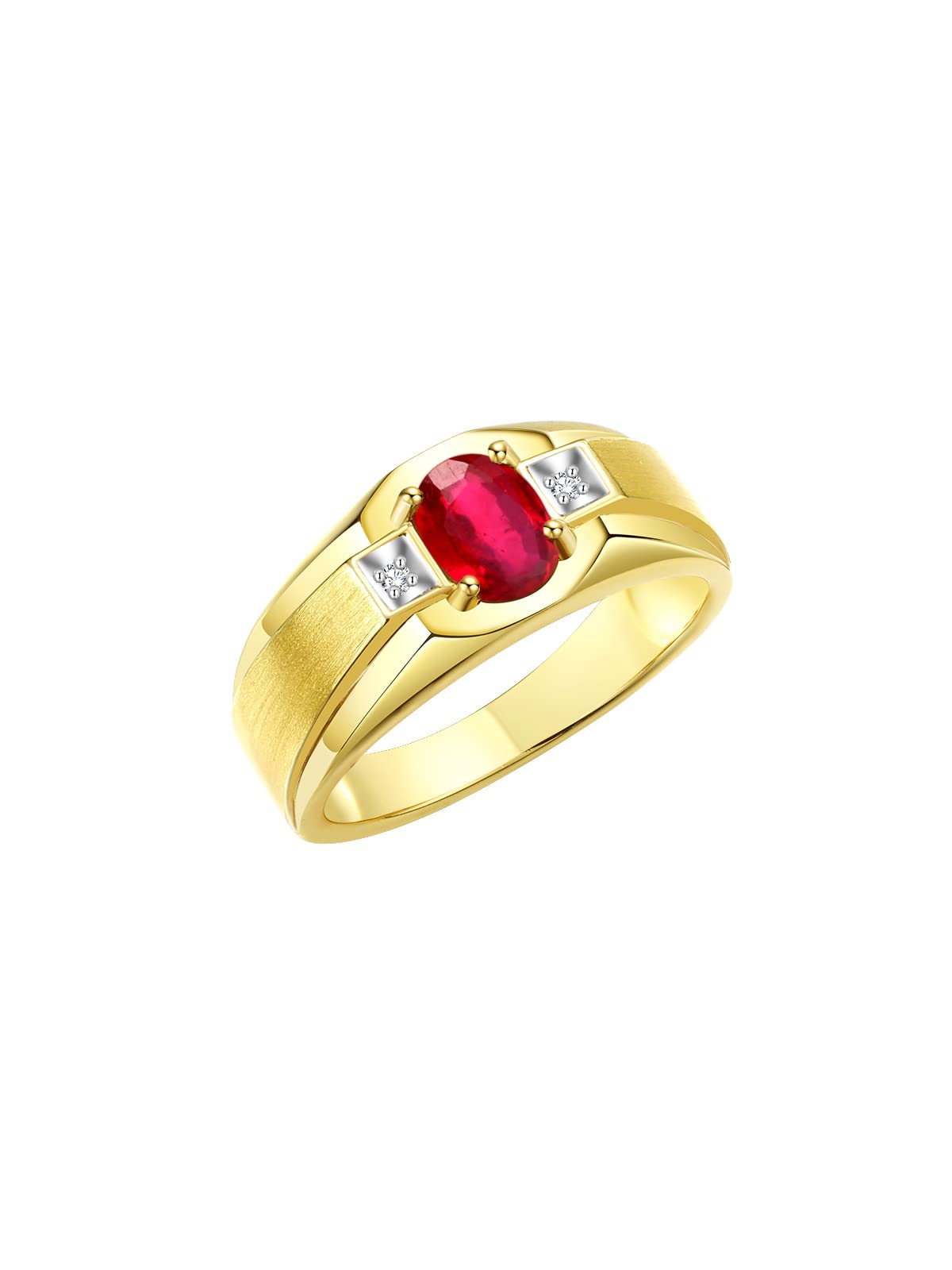 Rylos Men's Classic 7X5MM Oval Gemstone & Diamond Ring - Yellow Gold Plated Silver Birthstone Rings for Men (Sizes 8-13) | Perfect Gift for Anniversary, Wedding & Special Occasions