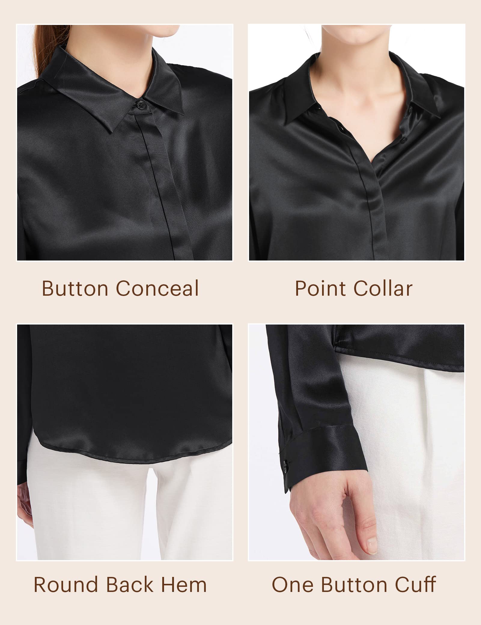 LilySilk 100% Pure Silk Blouse for Women - Long Sleeve Elegant Tops for Work & Evening Wear | Soft & Breathable Silk Shirt for Office, Party & Special Occasions