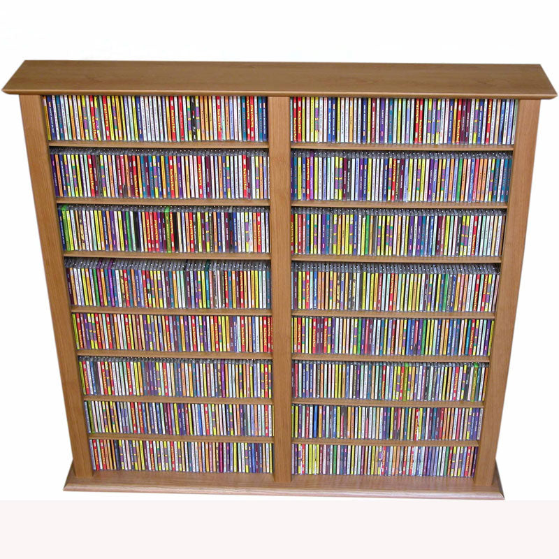 2 Wide Media Shelves - Heavy Duty Storage Rack for DVDs, Books & Collectibles | Perfect for Home, Office & Retail Display (Black)