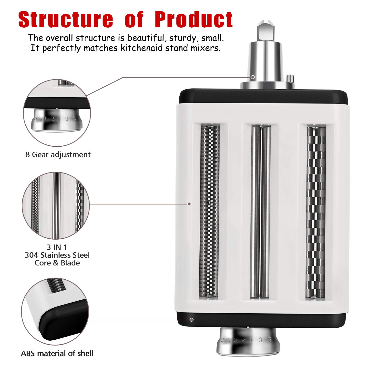 KitchenAid Pasta Maker Attachment - Stainless Steel Pasta Roller & Cutter Set for Stand Mixers (Includes Spaghetti & Fettuccine Cutters) - Perfect for Homemade Italian Pasta, Lasagna & Fresh Noodle Making
