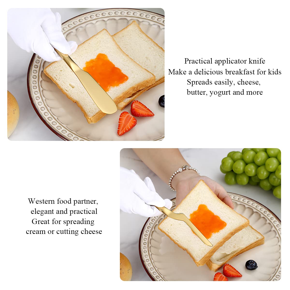 Premium 5-Piece Gold Cheese Knife Set - Titanium Plated Cheese Slicer & Butter Spreader - Ergonomic Handle for Comfortable Cutting - Perfect for Cheese Boards, Charcuterie & Dinner Parties