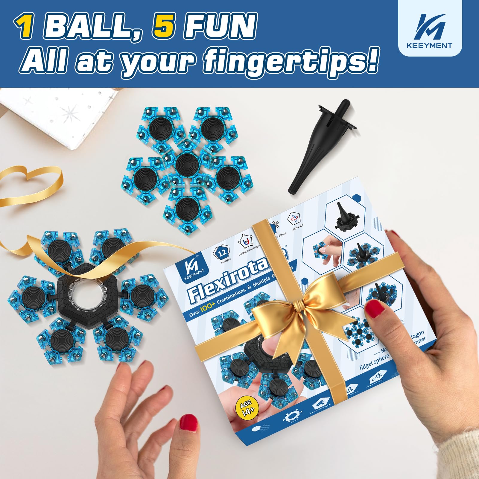 Sphere Magnetic Fidget Toys for Adults & Teens - Stress Relief Building Set with Rotating & Splicing Sensory Features | ADHD Focus Tool, Cool Office Desk Gadgets | Perfect Gift for Boys, Girls & Anxiety Relief (Home, Office, Classroom Use)