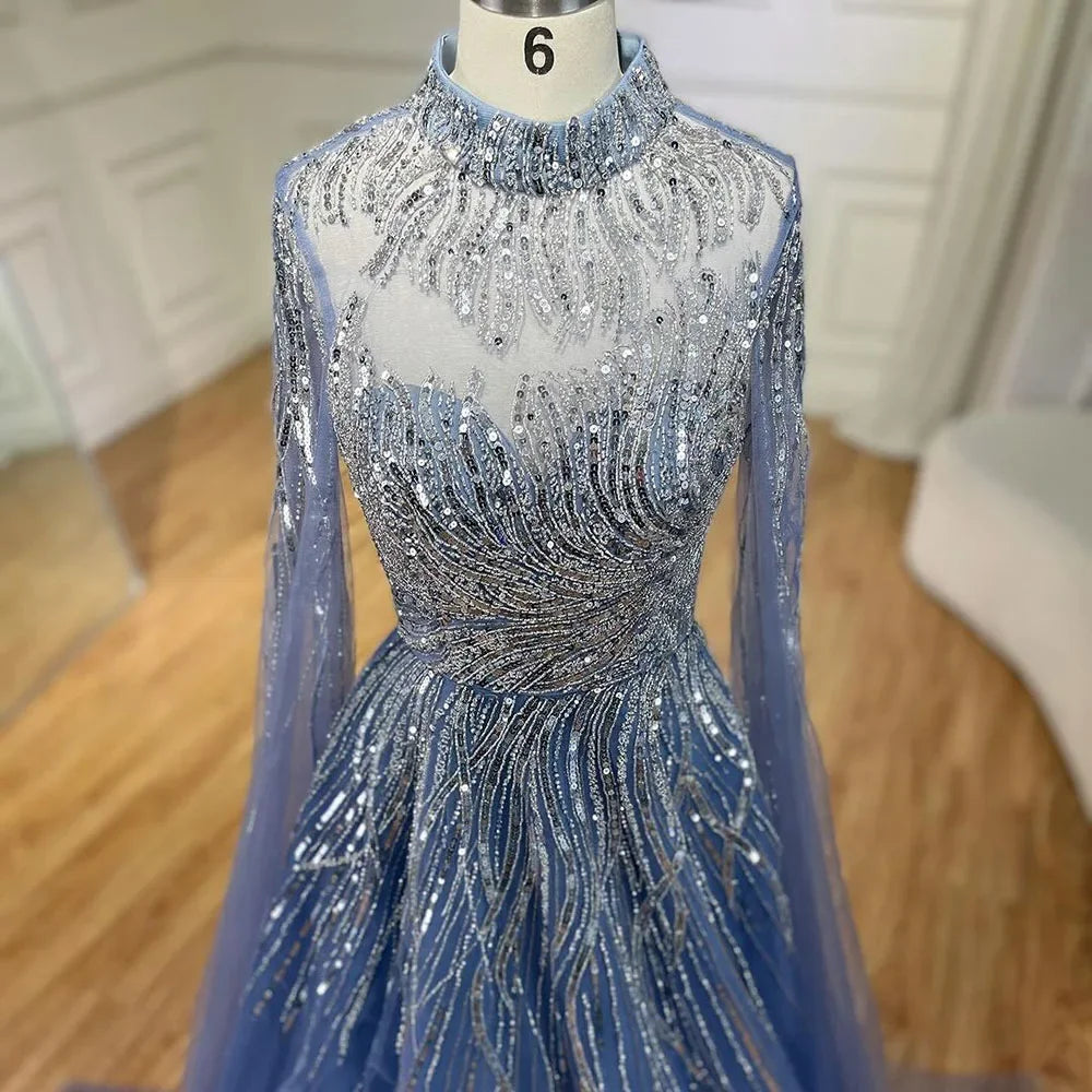 Serene Hill Caramel Luxury Evening Gown with Cape Sleeves - A-Line Beaded Lace Wedding Dress for Women | 2025 LA72386 | Perfect for Formal Events, Bridal Parties & Red Carpet Occasions