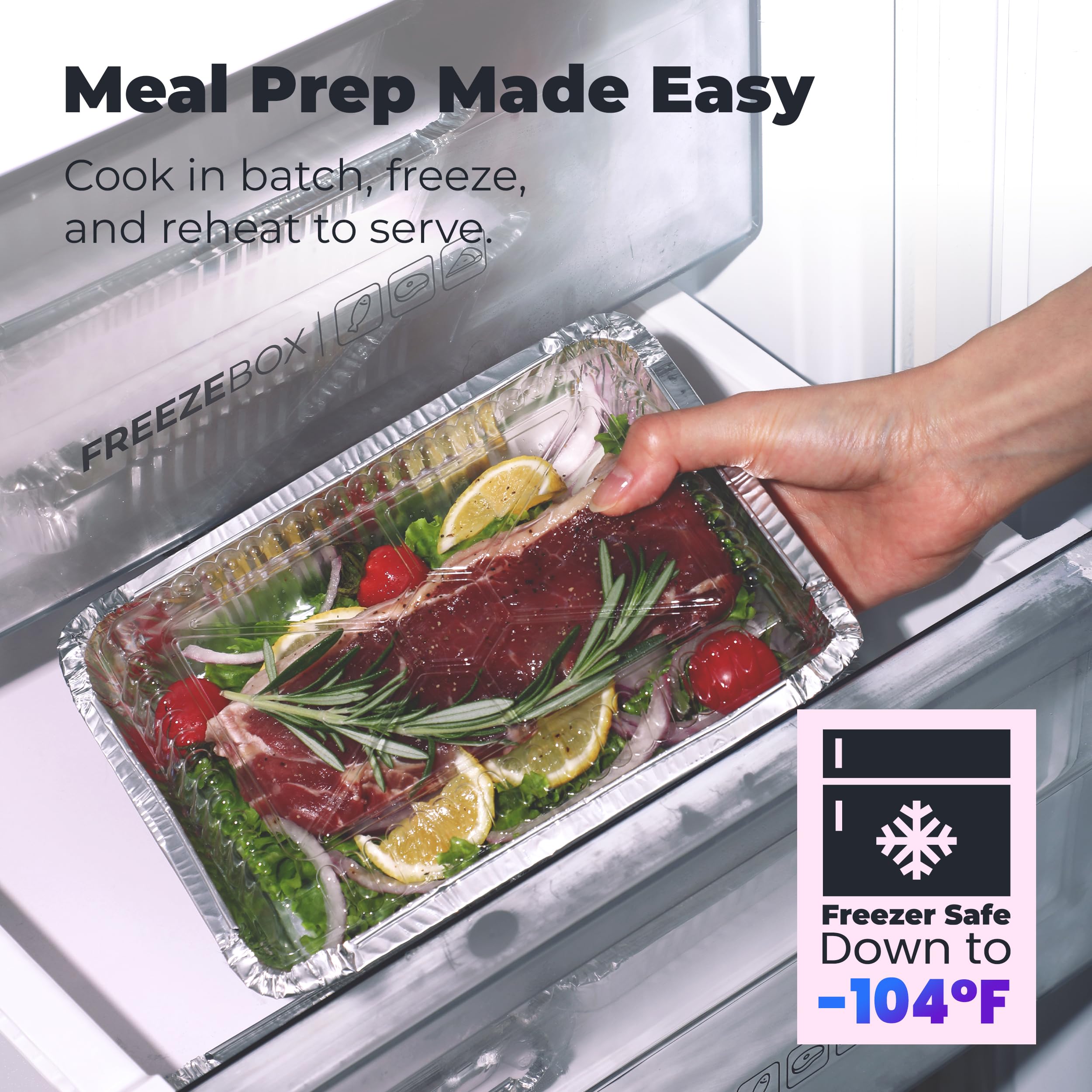 50 Pack 2.25 lb Disposable Aluminum Foil Pans with Clear Lids - 8.5 x 6.15 x 2.15 Inch Freezer & Oven Safe Food Containers for Meal Prep, Catering, Takeout & Baking - Perfect for Restaurants, Food Delivery & Home Cooking