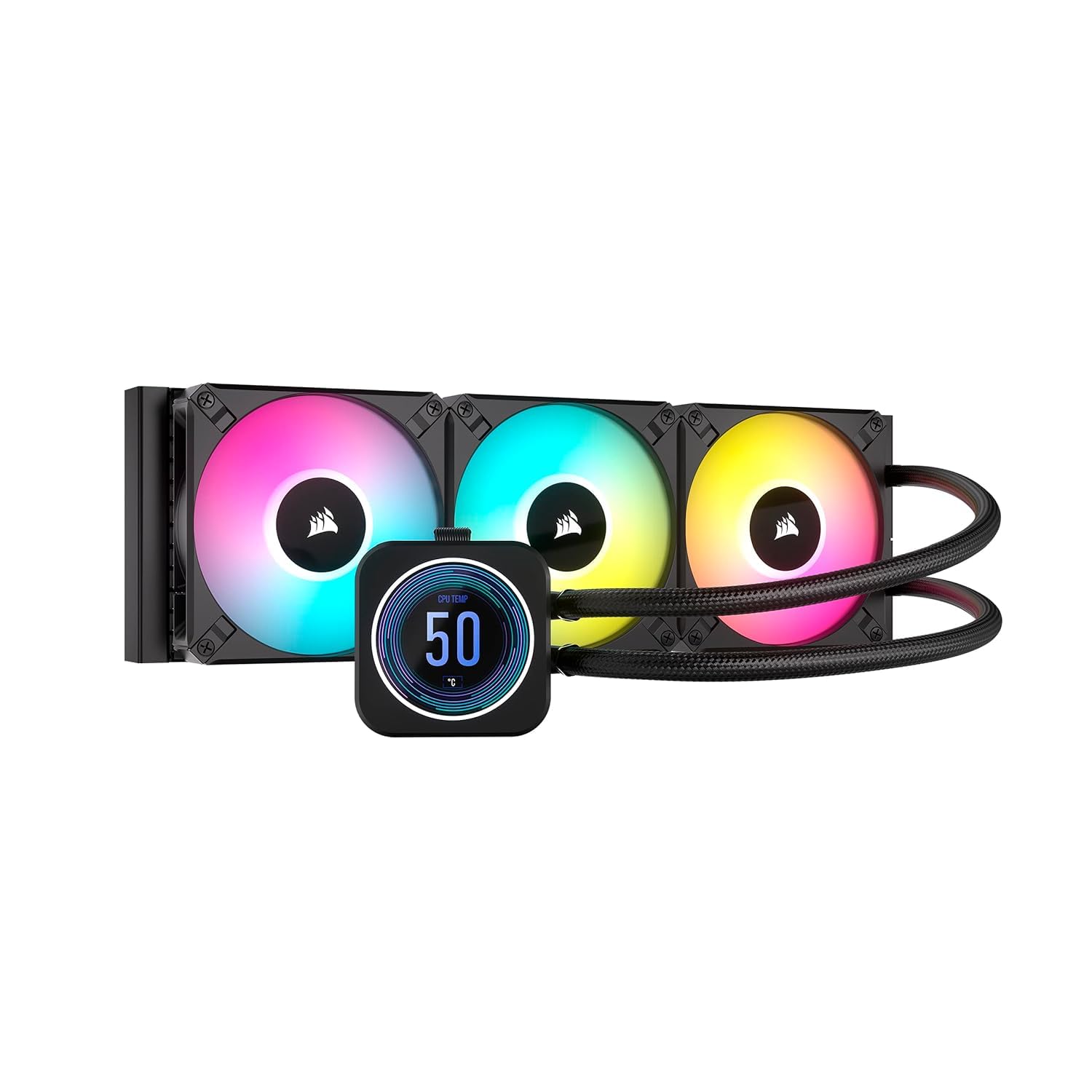 Corsair iCUE H150i Elite LCD XT 360mm RGB Liquid CPU Cooler with IPS LCD Screen & 3 AF120 RGB Fans - Compatible with Intel LGA 1700 & AMD AM5 Sockets - Includes iCUE Commander CORE (Renewed) - Perfect for Gaming PCs, Workstations, and High-Performance Cooling Systems