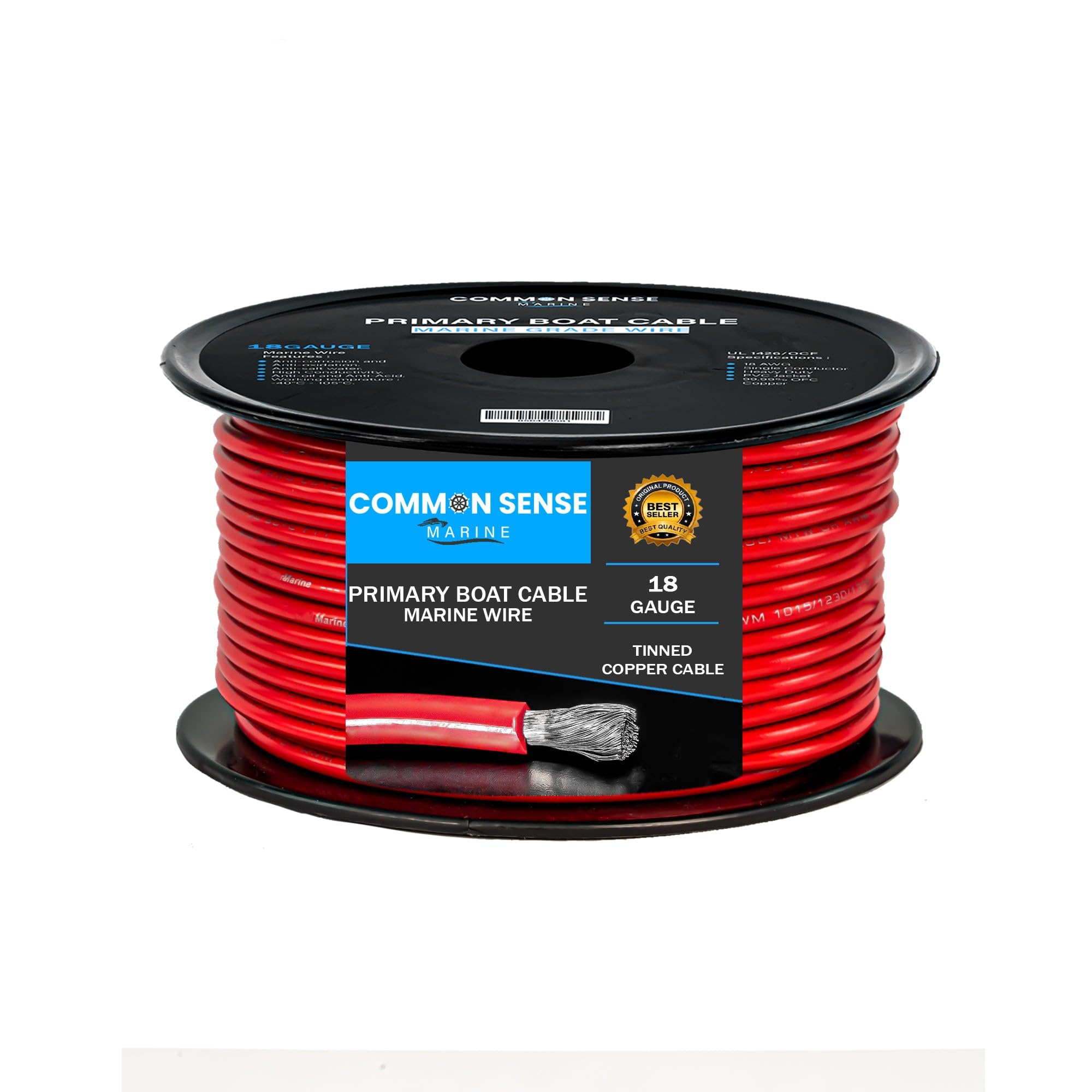 18 AWG Marine Grade Tinned Copper Boat Cable - 500 ft UL 1426 Certified PVC Wire for Boats, Trailers, Automotive & RV Electrical Systems | Oxygen-Free Copper for Superior Conductivity | Ideal for Marine, Audio & Off-Grid Power Applications