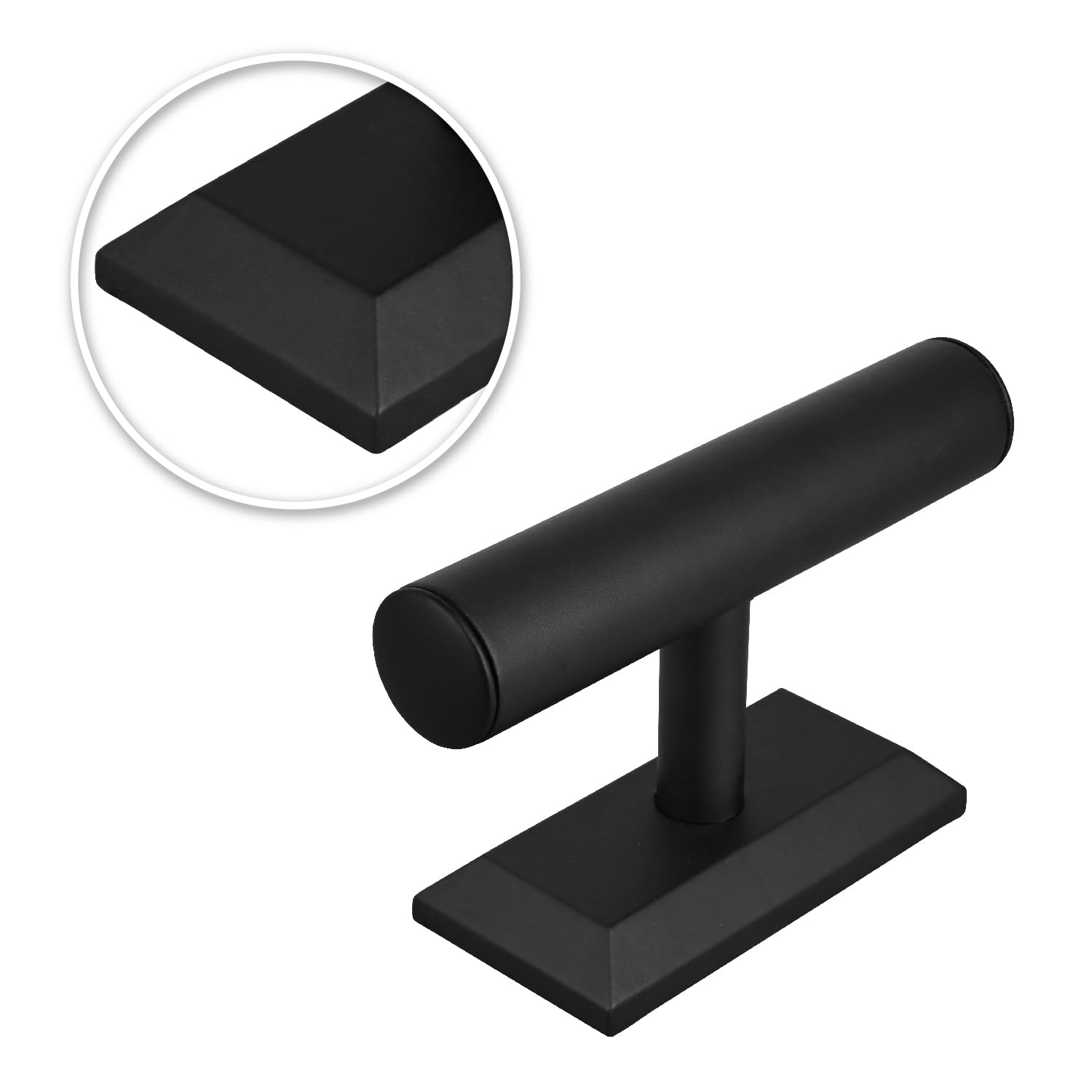 MOOCA Black PU Faux Leather Jewelry Organizer - Wooden Bracelet Display Stand with T-Bar Design for Watches, Bangles & Bracelets | Perfect for Retail Stores, Boutiques & Home Jewelry Organization