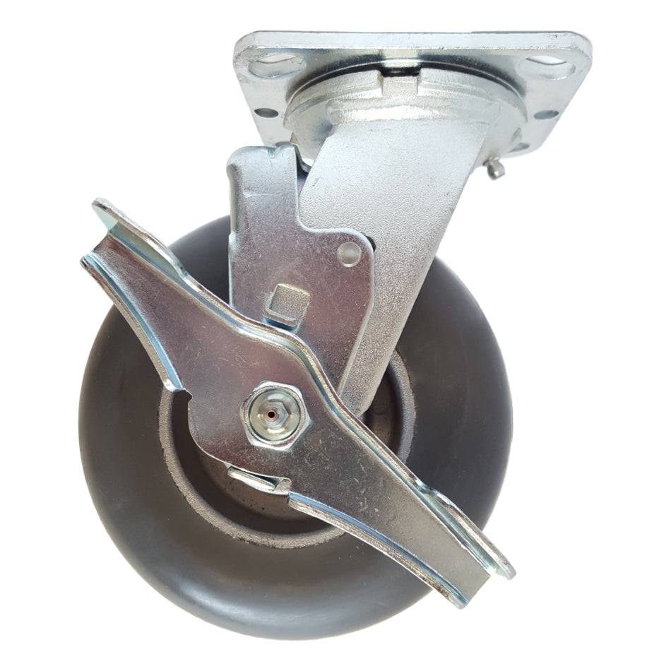 6 x 2 Inch Heavy Duty Swivel Caster Wheels with Brake - 350 lbs Capacity - Durable Rubber Wheels for Carts, Furniture, and Industrial Equipment