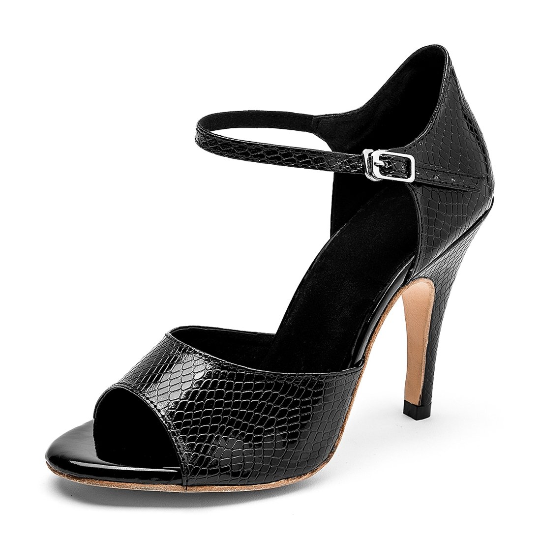 Minishion Women's Tango Dance Shoes - 3 Inch High Heel Synthetic Leather Sandals for Latin Ballroom Salsa Performance & Practice
