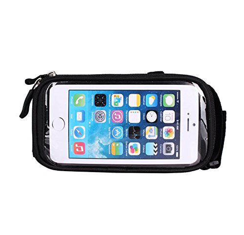 Waterproof Bike Frame Bag - Cycling Handlebar Top Tube Phone Pouch for iPhone 16/15/14/13/12/11 Pro Max, Samsung Galaxy, Google Pixel - Perfect for Mountain Biking & Commuting (Black)