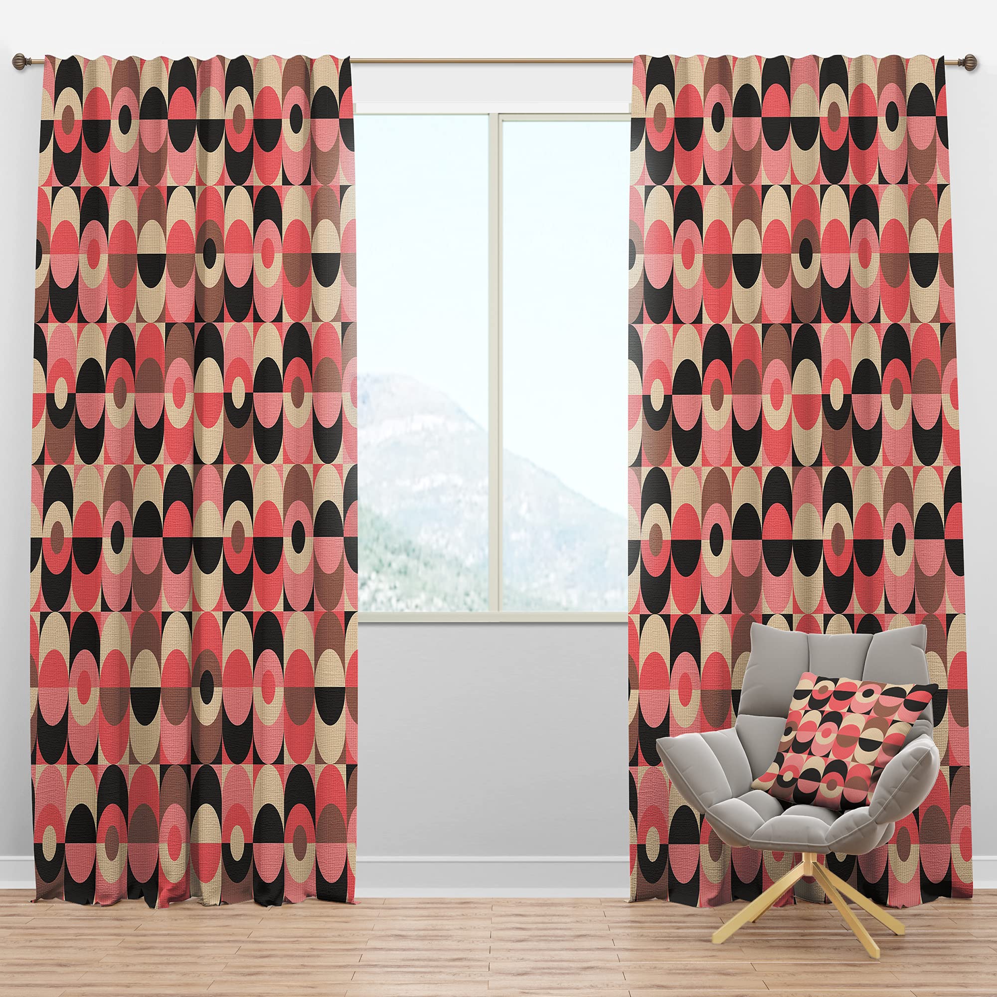 Retro Geometric Blackout Curtains - Thermal Insulated Bedroom & Living Room Drapes - Single Panel 52x120 Inches - Perfect for Home Theater, Nursery & Light-Sensitive Sleepers