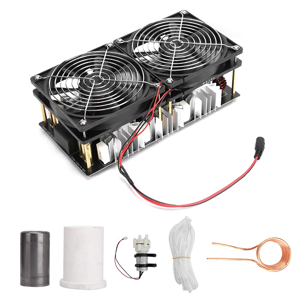 2500W ZVS Induction Heater PCB Board Module - 12-48V High Frequency DIY Induction Heating Machine with Flyback Driver & Crucible Pipe for Metal Melting, Jewelry Making and Industrial Heating Applications