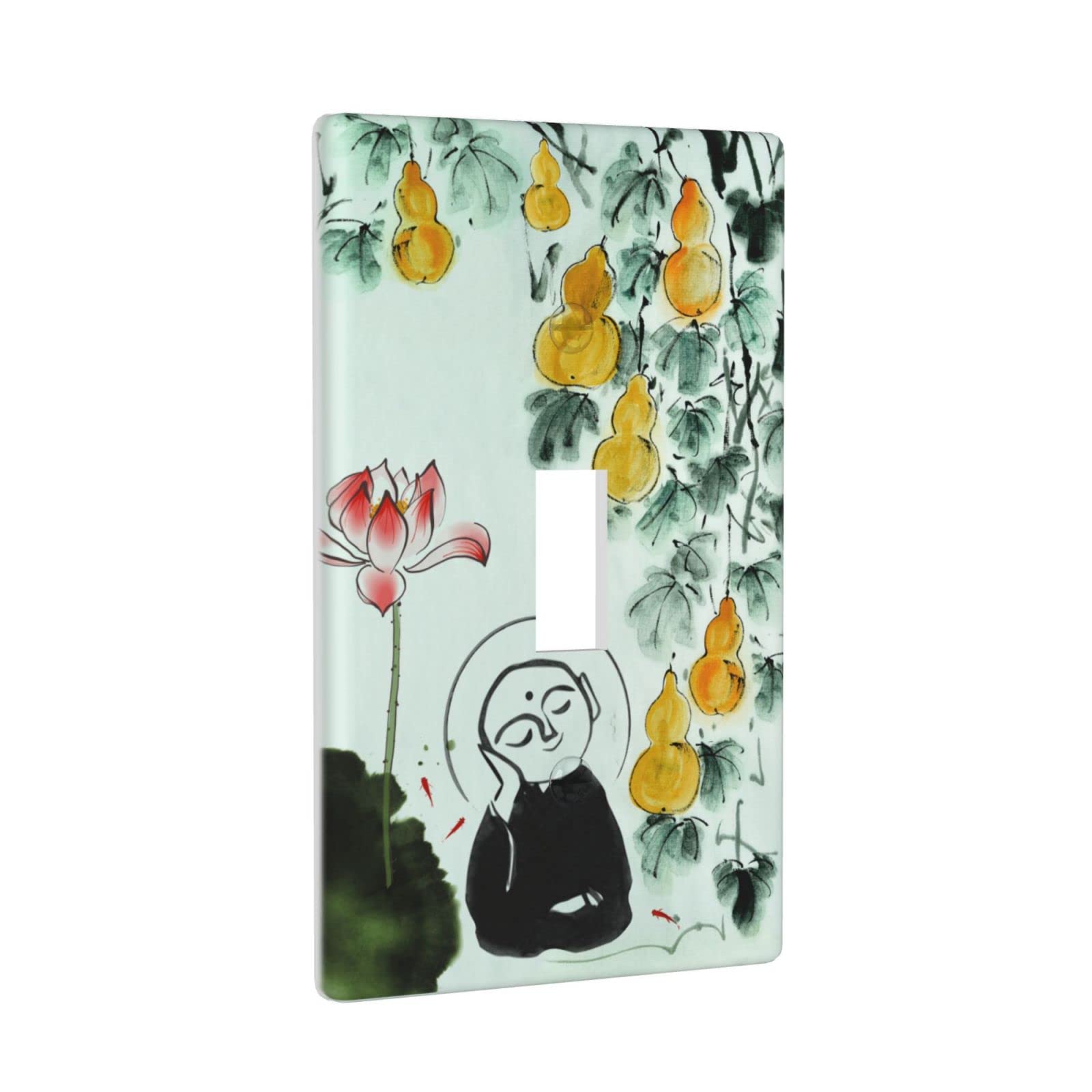 Buddha Lotus Gourd Single Gang Toggle Light Switch Wall Plate Cover - Decorative Wall Plate for Kitchen, Living Room, Bedroom & Bathroom - Home Decor Accessory for Spiritual & Zen Interior Design