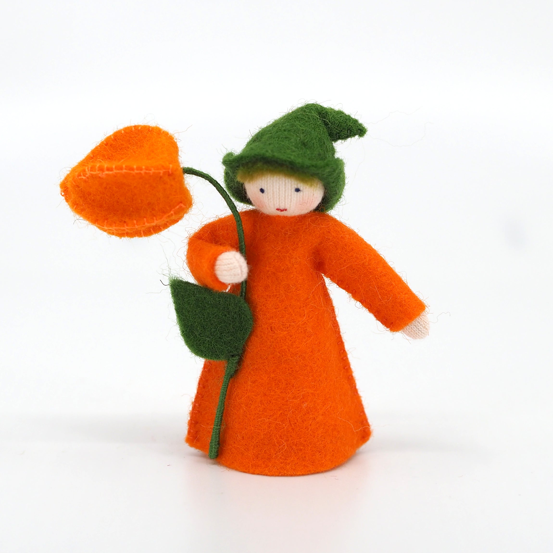 Japanese Lantern Prince Felted Waldorf Doll - Handmade Natural Fiber Toy for Waldorf Education, Pretend Play & Nursery Decor