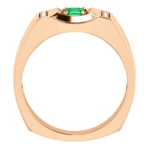 14KT Gold Men's Emerald and Diamond Accent Ring - 0.56ct Emerald & 0.12ctw Diamonds - Elegant Jewelry for Weddings, Anniversaries & Special Occasions
