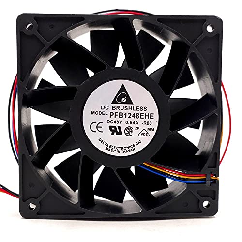 Delta PFB1248EHE 48V 120mm Server Cooling Fan - 0.54A High-Speed 12038 Fan for Data Center, Network Rack & Industrial Equipment Cooling