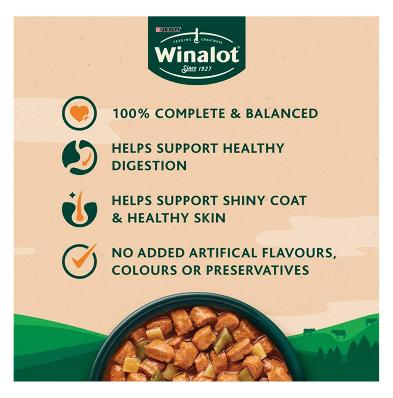Purina Winalot Adult Dog Food - Sunday Dinner Beef, Chicken & Turkey in Gravy (40 x 100g Pouches) | High Protein Wet Food for Adult Dogs | Perfect for Mealtime, Training & Special Occasions