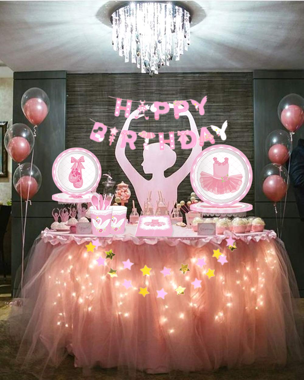 **LaVenty 33-Piece Ballerina Birthday Party Supplies Set - Plates, Napkins & Banner for Ballet-Themed Celebrations | Perfect for Kids' Dance Parties & Themed Events**