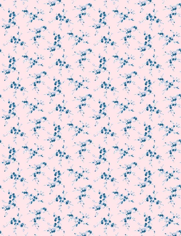Jolene Pink and Blue Floral Wallpaper by Wallshoppe - Perfect for Bedroom, Nursery, or Living Room Decor