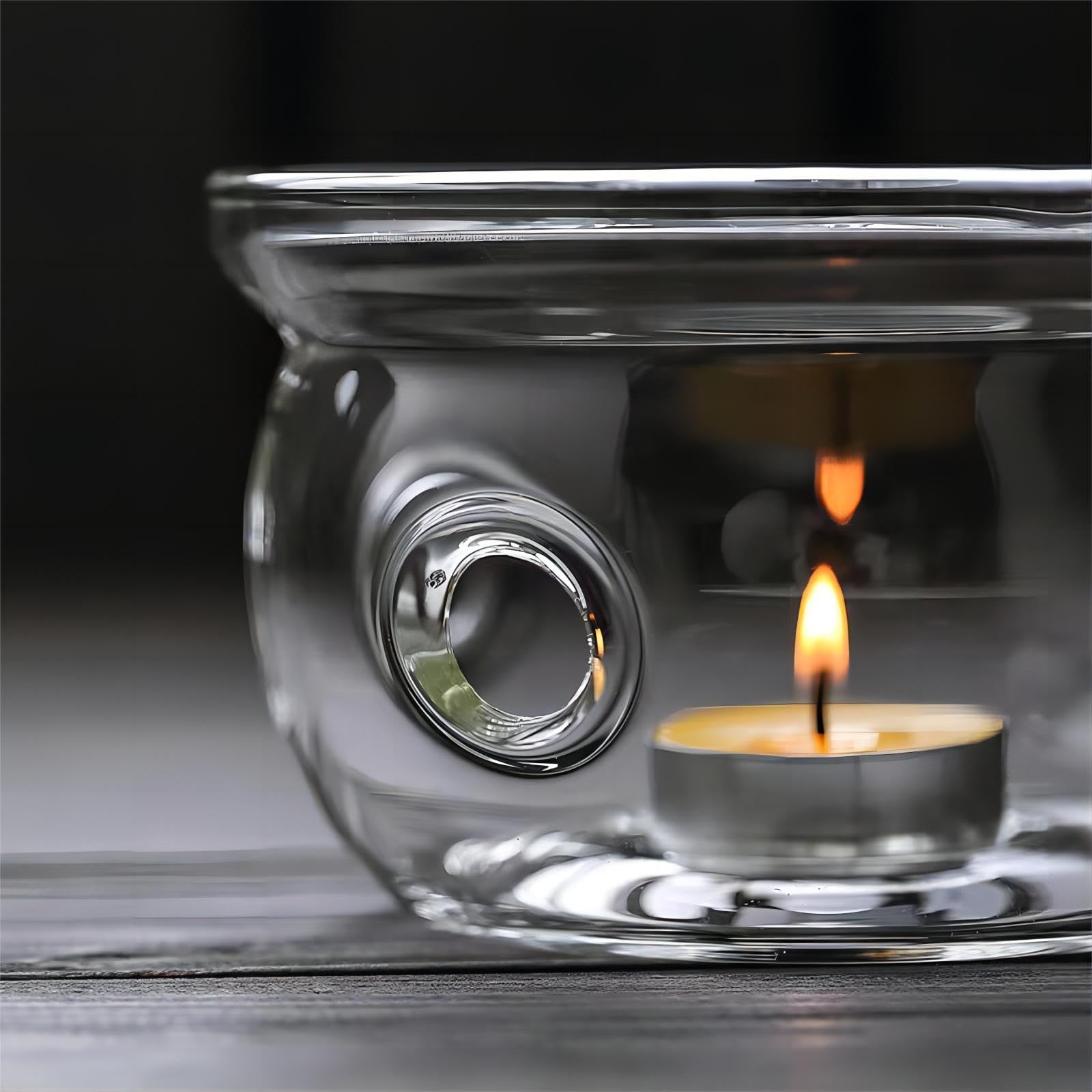 Premium Borosilicate Glass Teapot Warmer - 6 Inch High Heat Resistant Tea Light Candle Holder for Loose Leaf & Herbal Teas (Candles Not Included) - Perfect for Home, Office & Tea Ceremonies