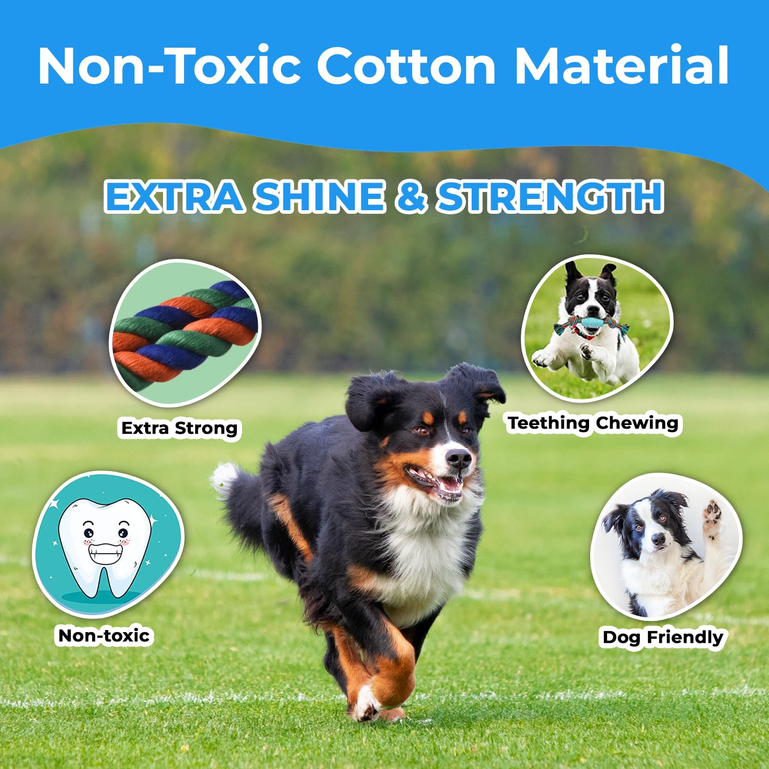 Stride Dog Rope Toys - 2 Pack Indestructible Chew Toys for Large Aggressive Chewers | Durable Cotton Rope for Teeth Cleaning, Tug of War & Anxiety Relief | Perfect for Playtime, Training & Outdoor Activities