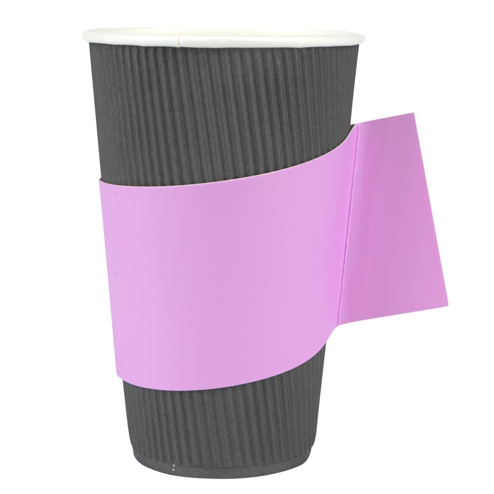 Restpresso 1000 Disposable Hot Coffee Cup Sleeves with Handle - Fits 12oz, 16oz & 20oz Cups | Lavender Paper Coffee Jackets for Restaurants, Cafes & Takeout (Cups Sold Separately) - Perfect for Coffee Shops, Office Break Rooms & Catering Events