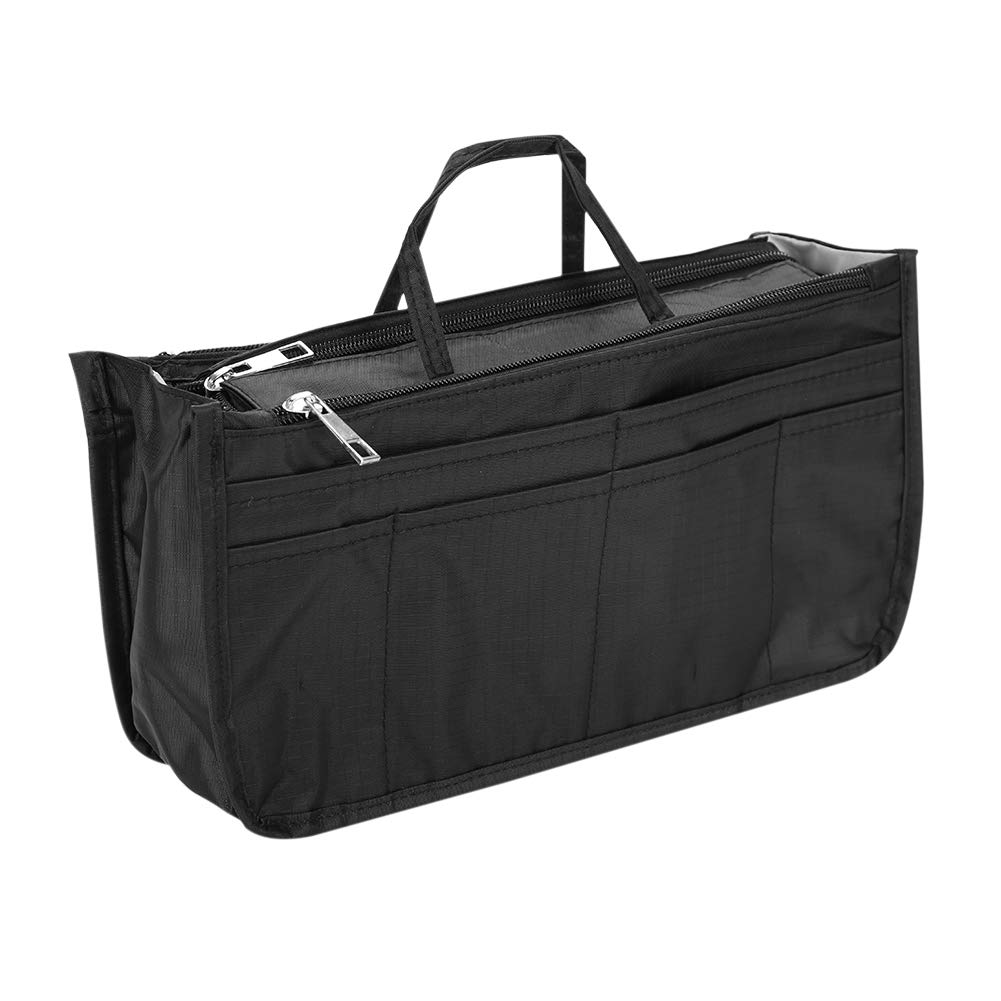 Oxford Cosmetic Bag for Women & Men - Waterproof Travel Makeup Organizer with Dry & Wet Separation - Medium Black Makeup Pouch for Toiletries, Cosmetics & Essentials - Perfect for Travel, Gym & Daily Use