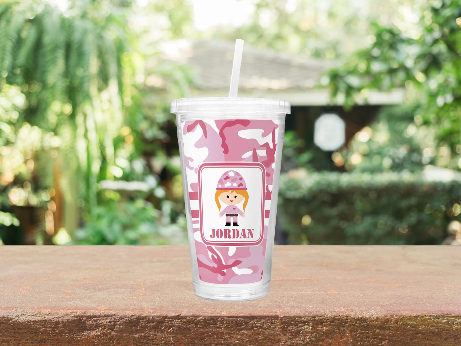 Custom Pink Camo Stainless Steel Double Wall Insulated Tumbler with Straw & Lid - Perfect for Gym, Hiking, Office & Outdoor Activities