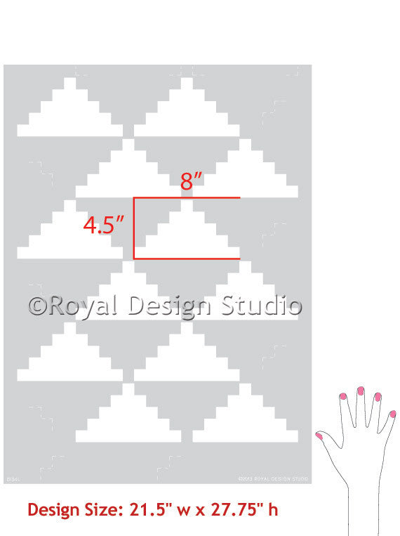 Step Up Triangles Wall Stencil Large - Reusable Geometric Painting Template for DIY Home Decor, Nursery, Accent Walls & Modern Interior Design