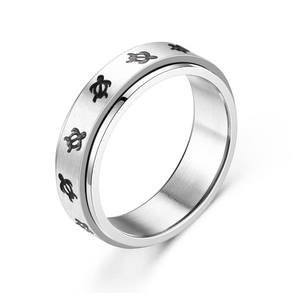 Women's Turtle Spinner Ring - Stainless Steel Anxiety Relief Fidget Ring for Stress & Focus