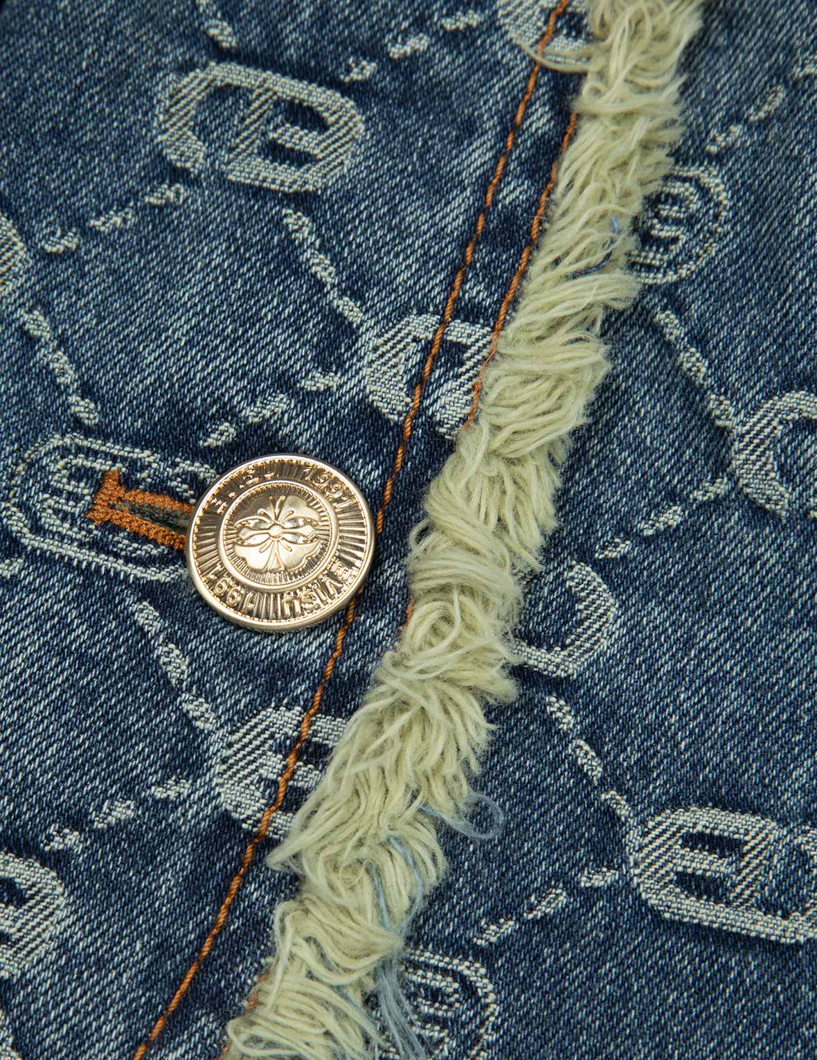 Stylish Allover Logo Jacquard Denim Jacket for Women & Men - Trendy Fashion Outerwear for Casual Wear, Street Style & Everyday Outfits