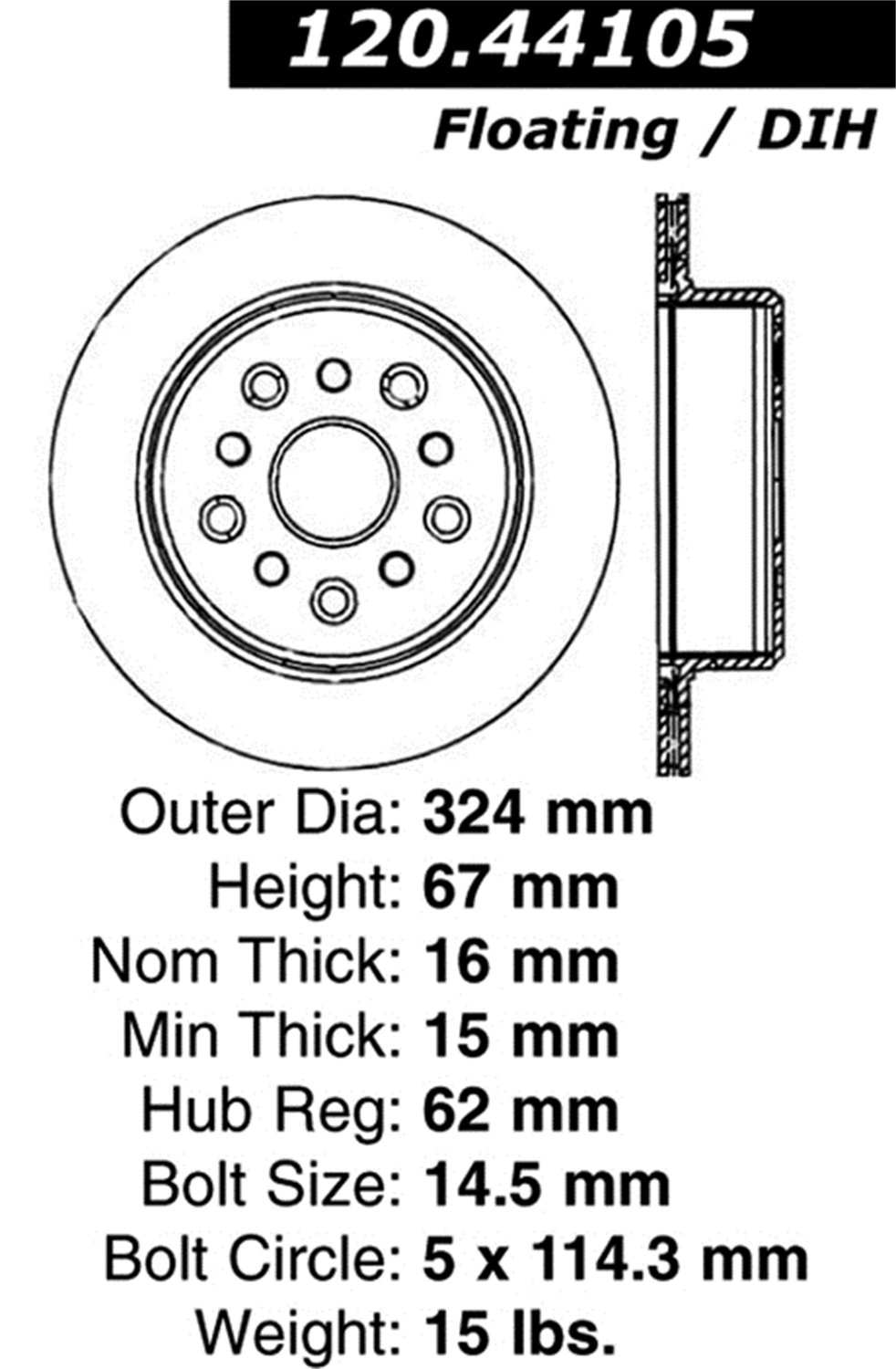 128.44105R Sportstop Drill Rotor - High Performance Brake Rotor for Sports Cars | Perfect for Track Days & High-Speed Driving