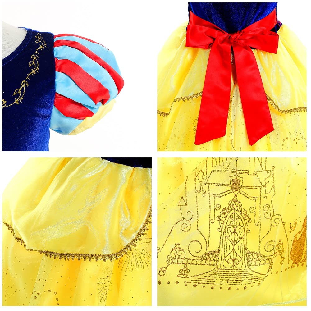 Snow White Princess Dress for Girls - Halloween Costume, Birthday Party Outfit & Christmas Dress with Accessories - Perfect for Dress-Up, Role Play & Special Occasions