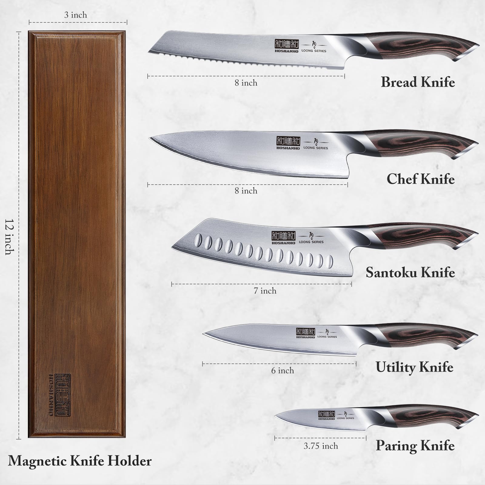 6-Piece Japanese High Carbon Stainless Steel Knife Set with Magnetic Holder - Ultra Sharp Professional Chef Knives for Slicing, Dicing & Food Prep - Perfect for Home Kitchens & Culinary Enthusiasts