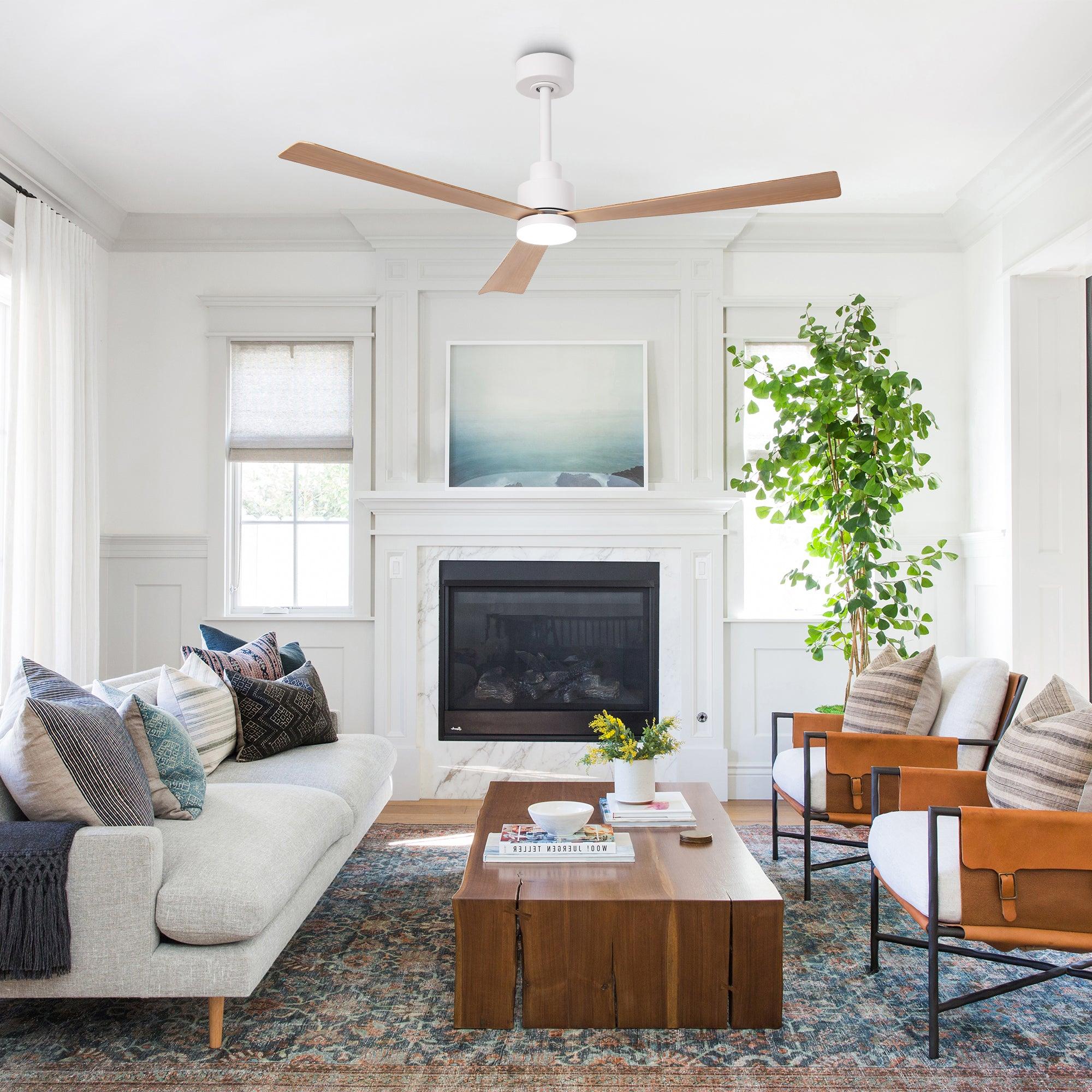 52 Inch Dinah Modern Ceiling Fan with Remote Control & LED Light - Perfect for Living Room, Bedroom, and Office Cooling