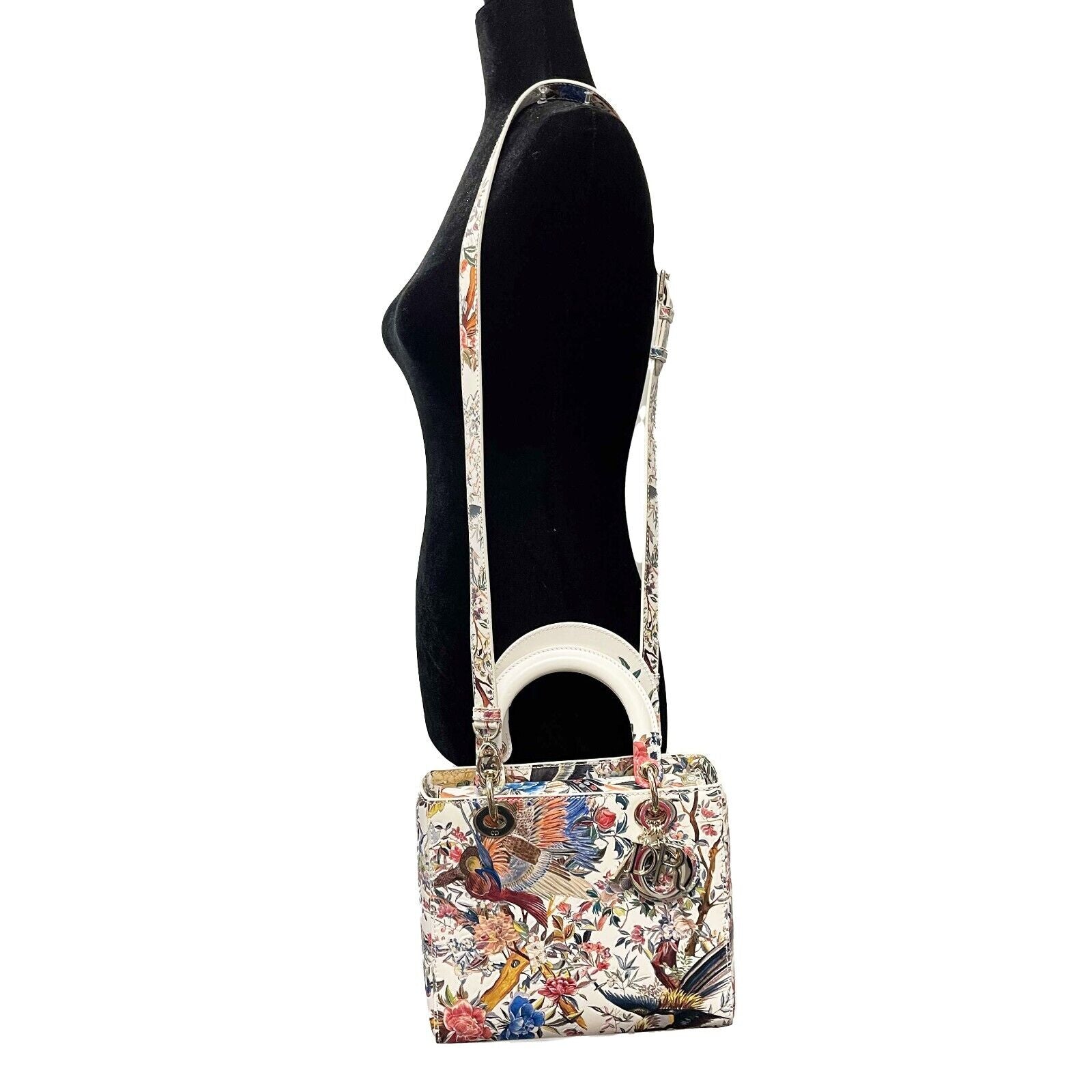 Dior Medium Lady Dior Handbag - Jardin D'Hiver Hand-Painted Leather Top Handle Bag with Adjustable Strap | Luxury Designer Purse for Women, Perfect for Parties, Weddings & Special Occasions