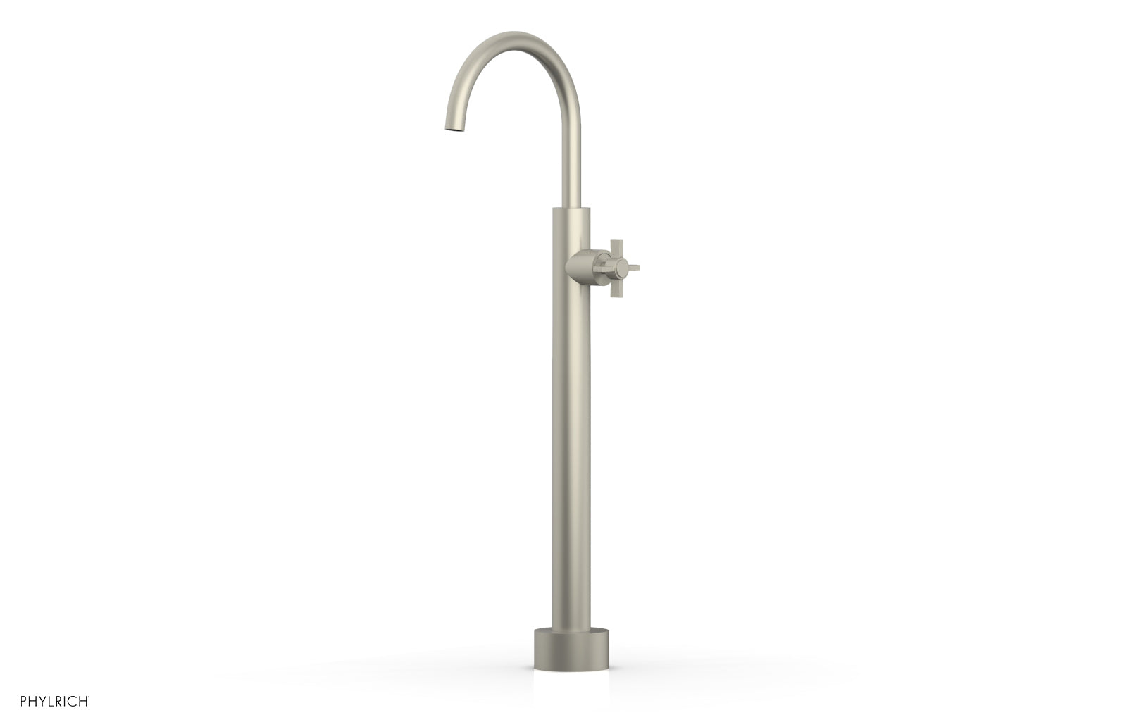 BASIC Low Floor Mount Tub Filler with Cross Handle - D132 44 04 - Perfect for Modern Bathroom Renovations and Spa-Like Showers