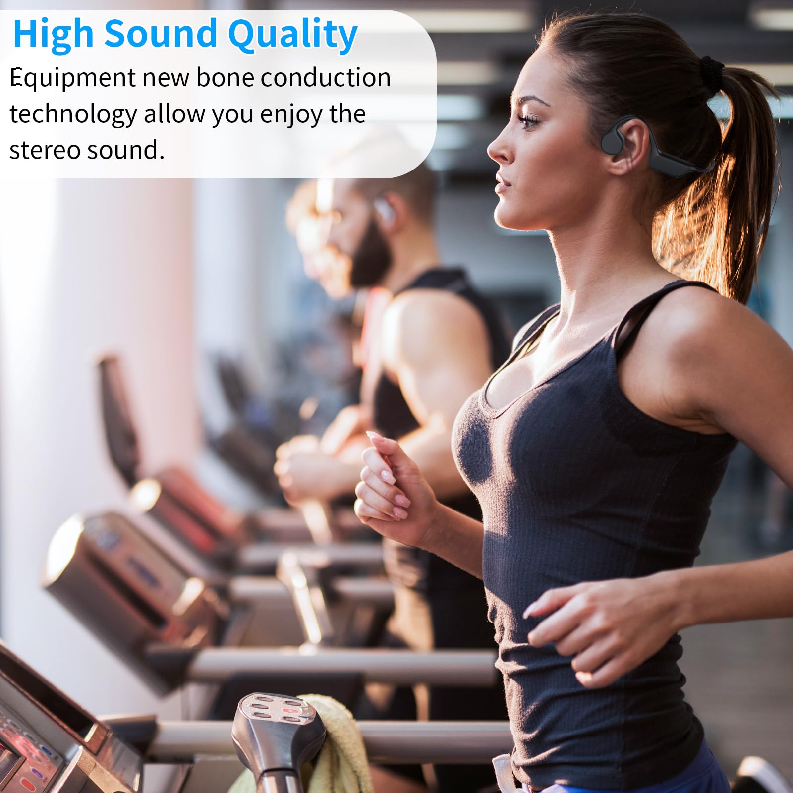 **Wireless Bone Conduction Headphones with Bluetooth, Built-in Mic & Waterproof Design - Open Ear Headset for Running, Cycling, Workout, Gym & Outdoor Sports**