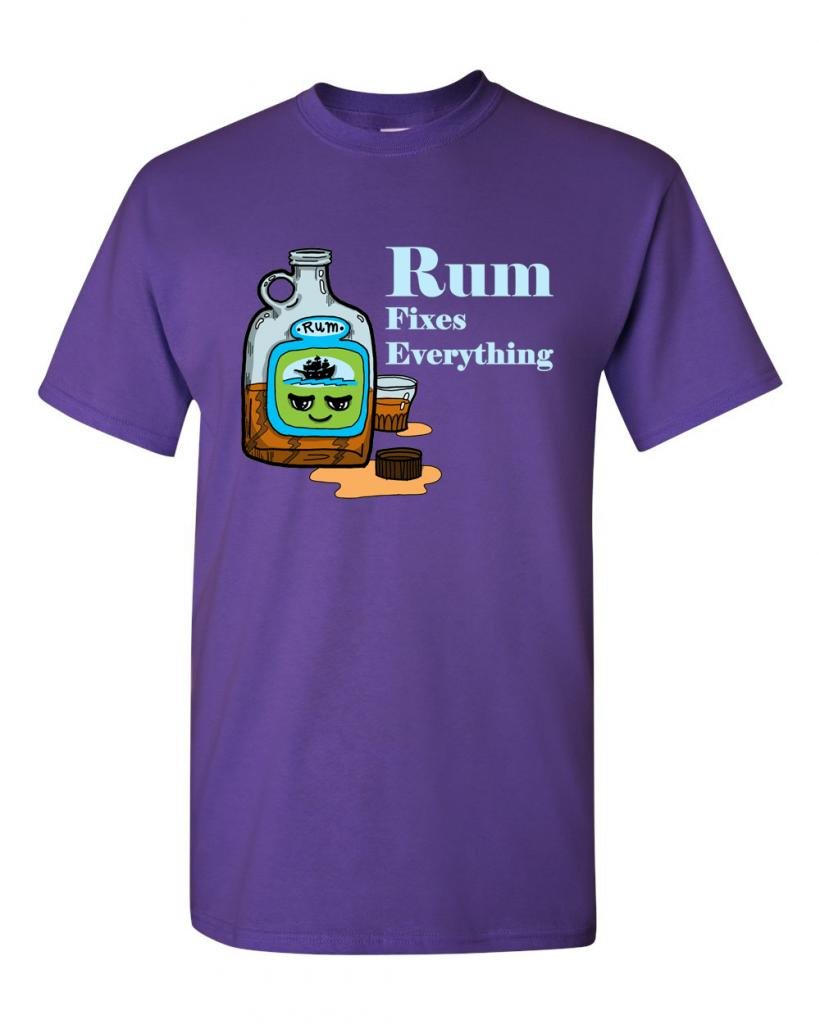 Funny Rum Fixes Everything Adult T-Shirt - Humor Graphic Tee for Men & Women - Perfect for Parties, Gifts & Casual Wear