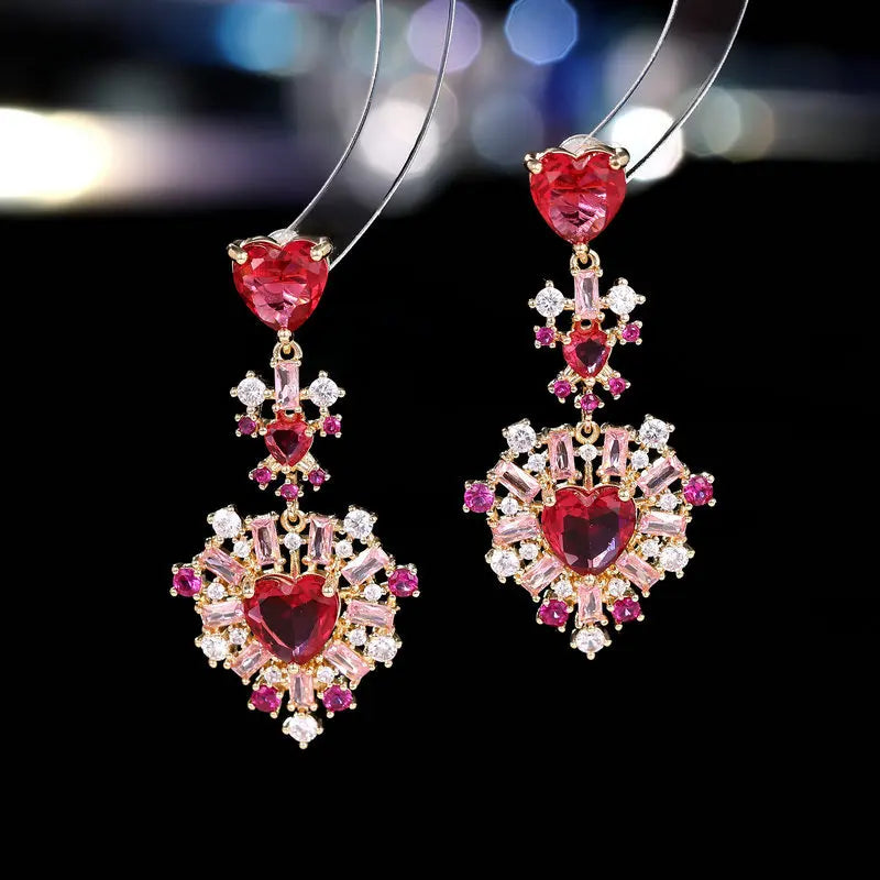 Sparkling Cubic Zirconia Heart Earrings for Women - Elegant Bridal Wedding Jewelry Accessories - Perfect for Banquets, Parties & Romantic Date Nights