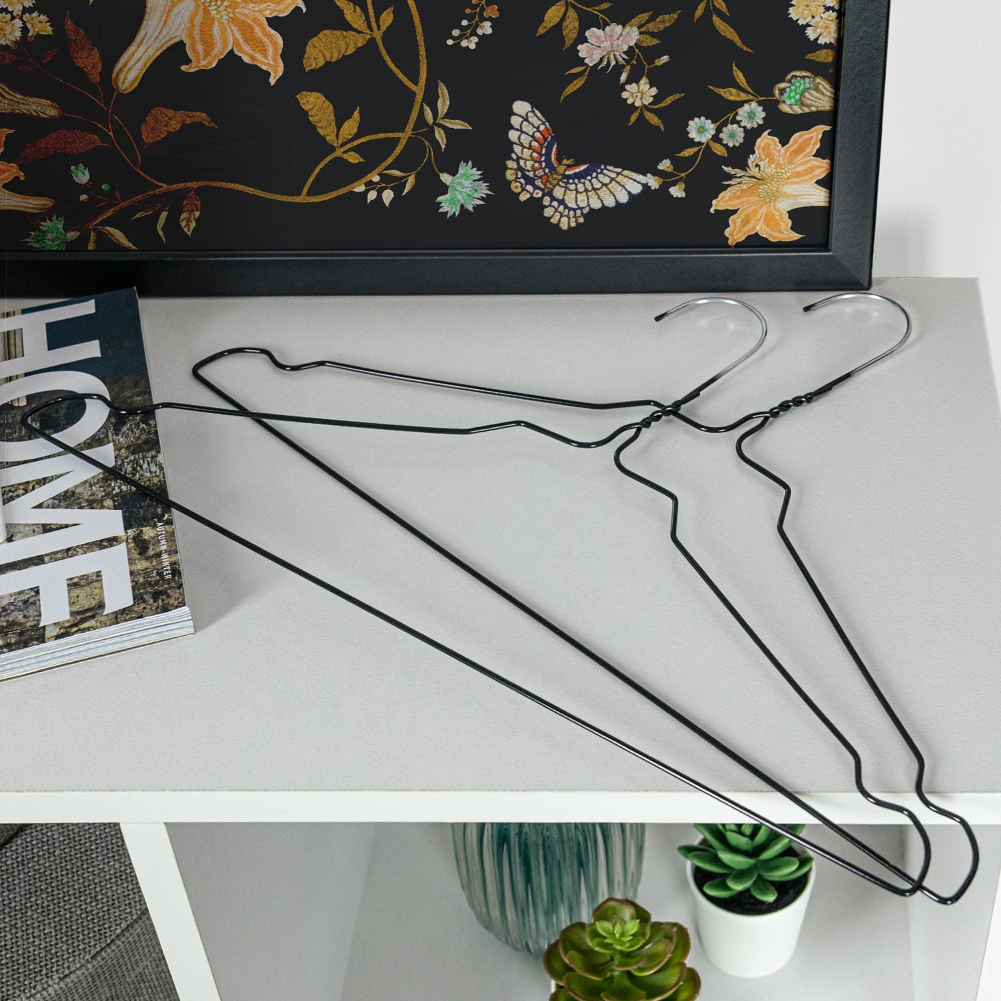 20 Pack Heavy Duty Black Wire Hangers - 16 Inch Metal Coat Hangers for Adults | 13 Gauge Strong Clothes Hangers for Closet Organization, Dry Cleaning & Retail Stores