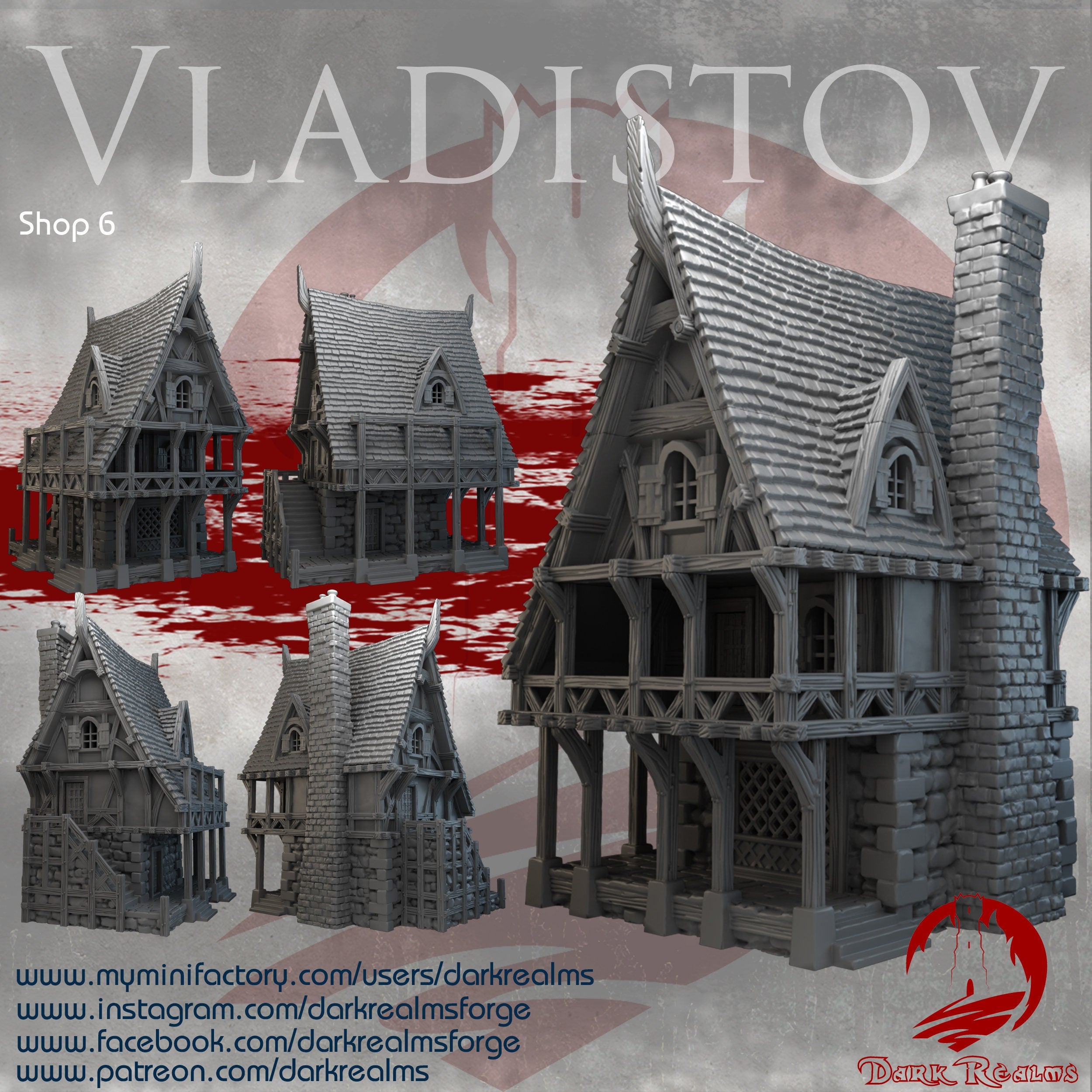 Vladistov DND Terrain Set - Gothic Vampire Town Shop 6 for Dungeons & Dragons RPG | Perfect for Strahd Campaigns & Dark Fantasy Tabletop Gaming