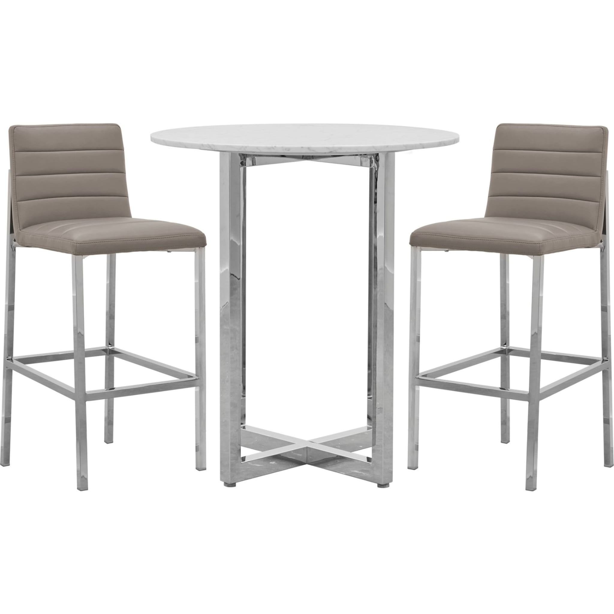 Amalfi Metal Bar Stool with Taupe Leather Seat - Modern Counter Height Stool for Kitchen Island, Breakfast Bar & Home Decor