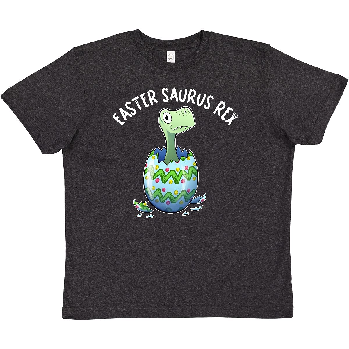 Inktastic Easter Saurus Rex Dinosaur Hatching Easter Egg Youth T-Shirt - Fun Dino Themed Easter Outfit for Kids & Toddlers - Perfect for Easter Egg Hunts, Spring Celebrations & Dinosaur Lovers