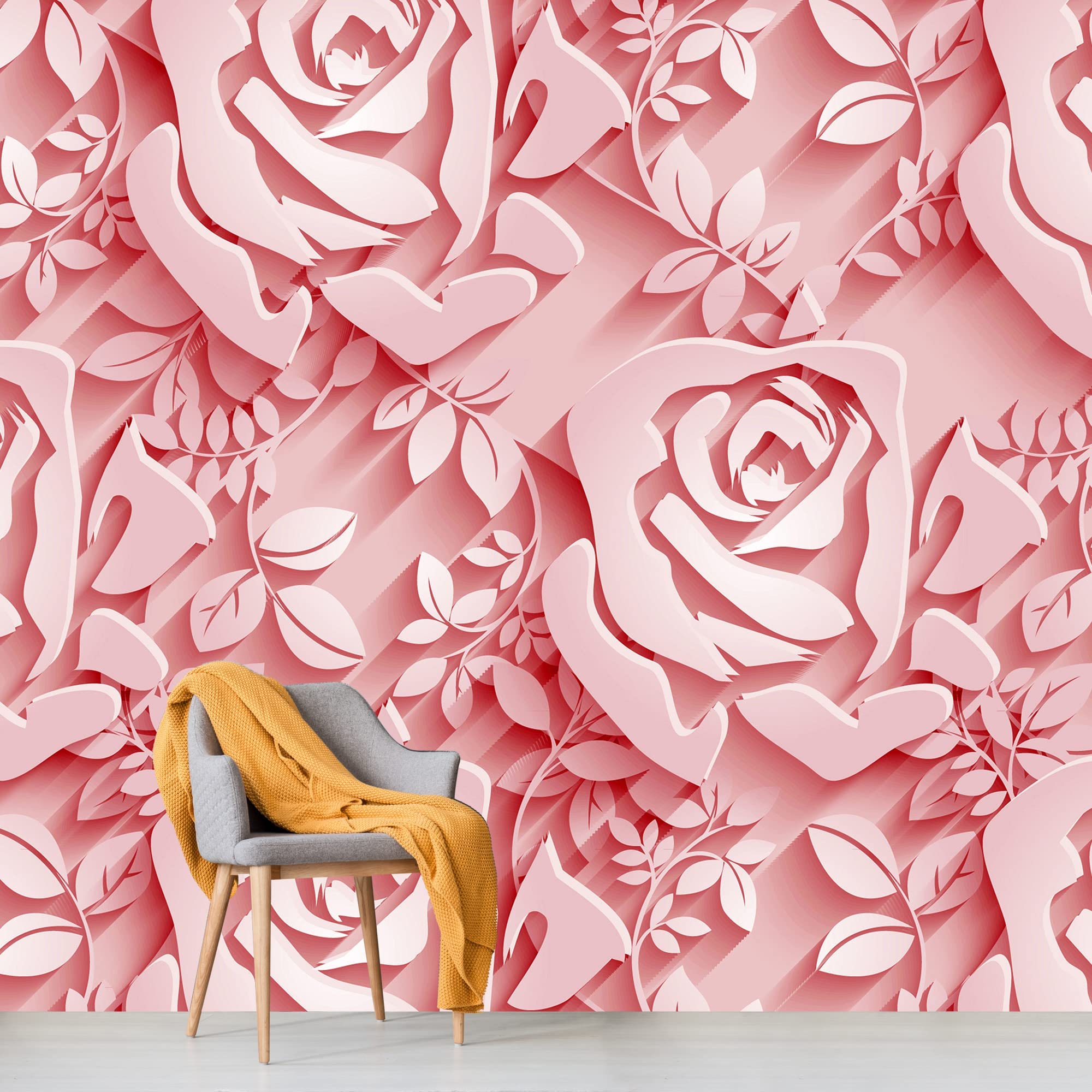 3D Floral Removable Wall Murals for Bedroom - Peel and Stick Wallpaper Stickers (66x96 inches) - Perfect for Home Decor, Nursery, Living Room & Office Accent Walls