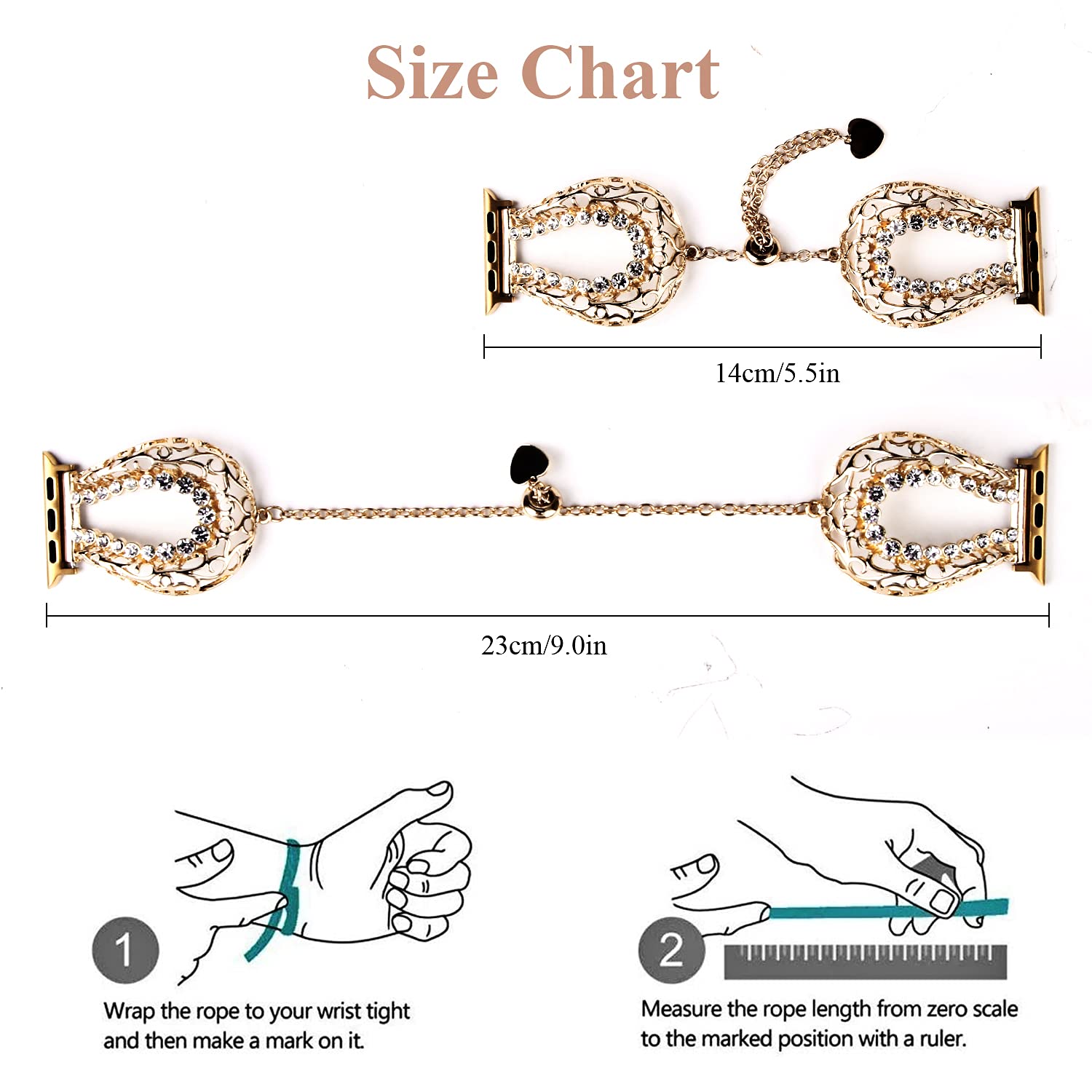Luxury Rhinestone Stretch Band Compatible with Apple Watch Ultra/Series 8/7/6/5/4/3/2/1/SE (38mm-49mm) - Sparkling Bling Metal Charm Strap for Women - Perfect for Parties, Weddings & Special Occasions