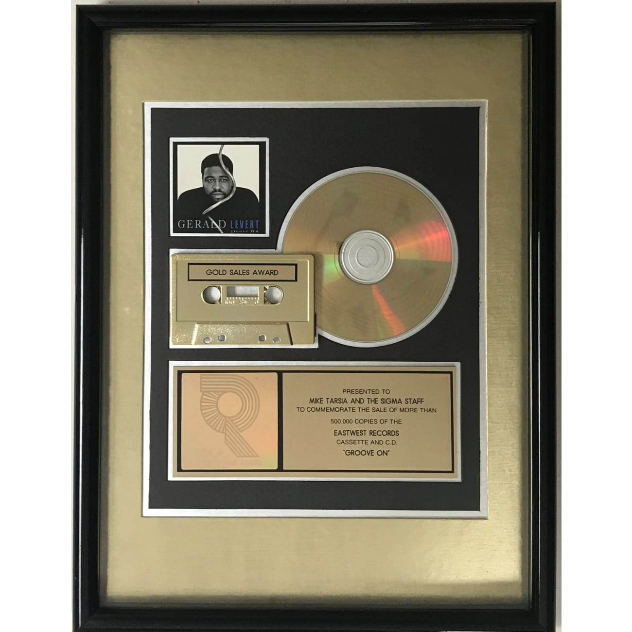 Gerald Levert Groove On RIAA Gold Album Award - Certified Music Collectible for Fans & Memorabilia Enthusiasts - Perfect for Display in Home, Office, or Music Studio